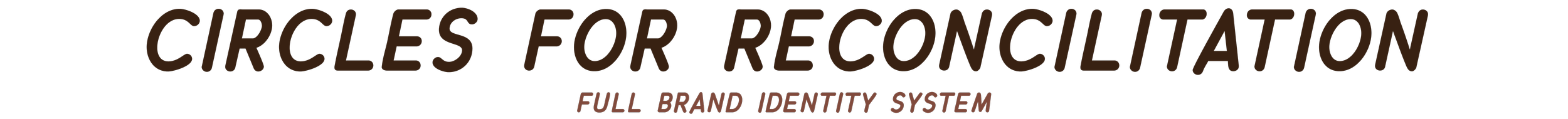 Text in the image reads "CIRCLES FOR RECONCILIATION" with a subtitle "FULL BRAND IDENTITY SYSTEM."
