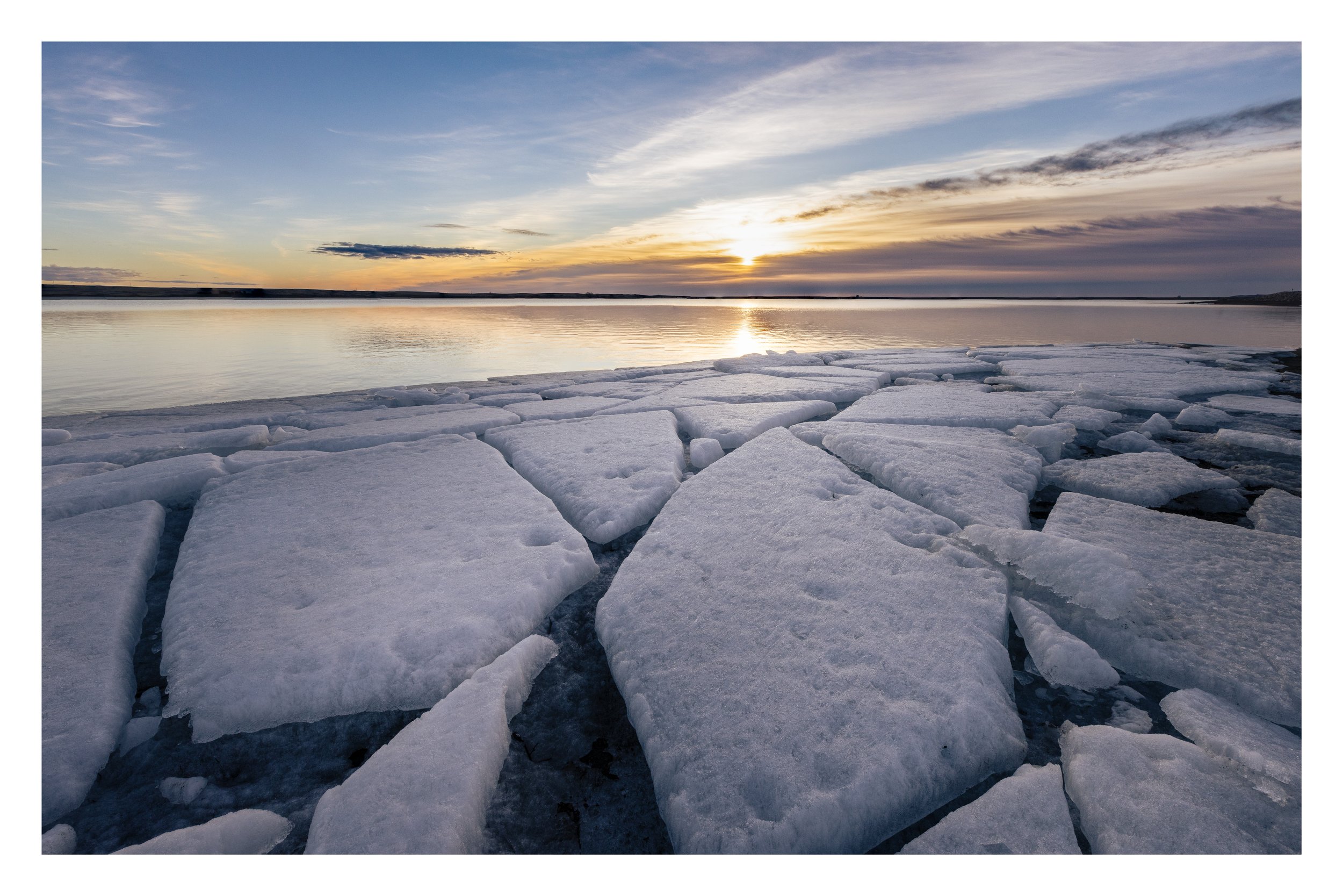Sunrise Over Reservoir Ice