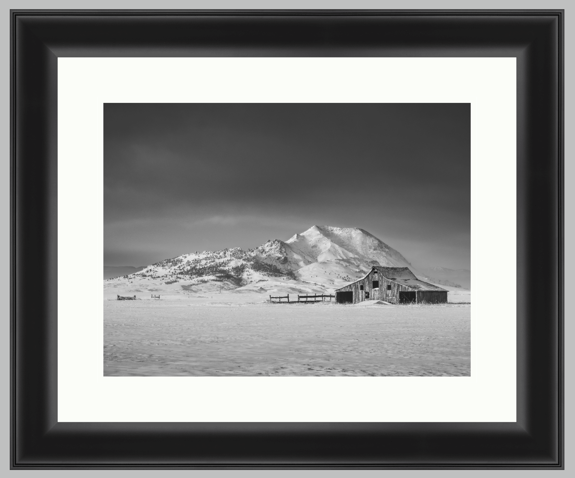 Old Barn and Snowy Mountain