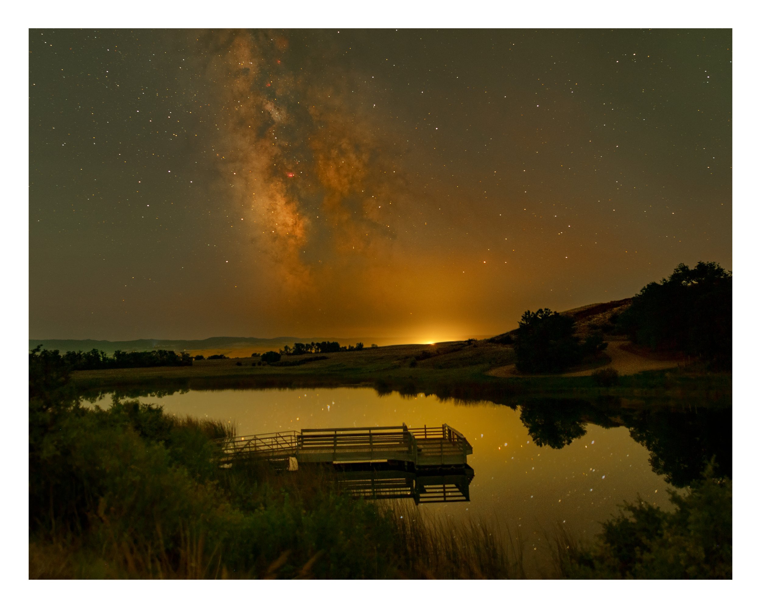Milky Way Over Mirror Lake and Fishing Dock