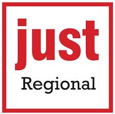 Logo with the word 'just' in bold red letters and 'Regional' in black underneath, enclosed in a red square border.