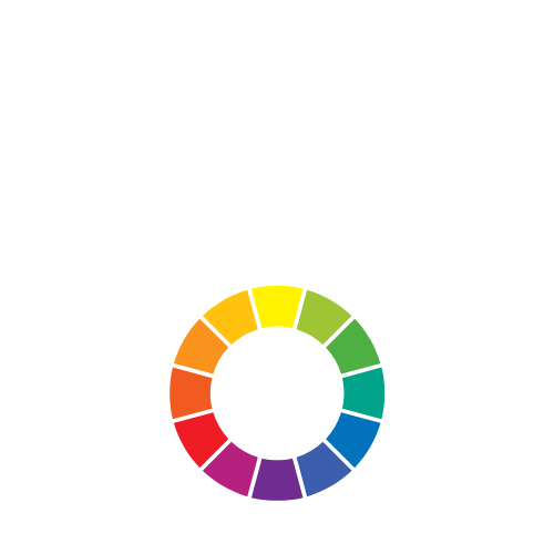 Color wheel showing primary, secondary, and tertiary colors in a circular arrangement.