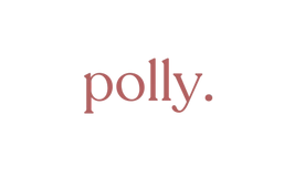 The word 'polly.' written in lowercase, pinkish text on a white background.