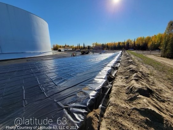 Aboveground bulk fuel storage tank with secondary containment liner at an environmental compliance project site