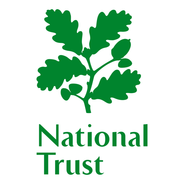 Green logo with an oak leaf and acorn above the words 'National Trust' in green text.
