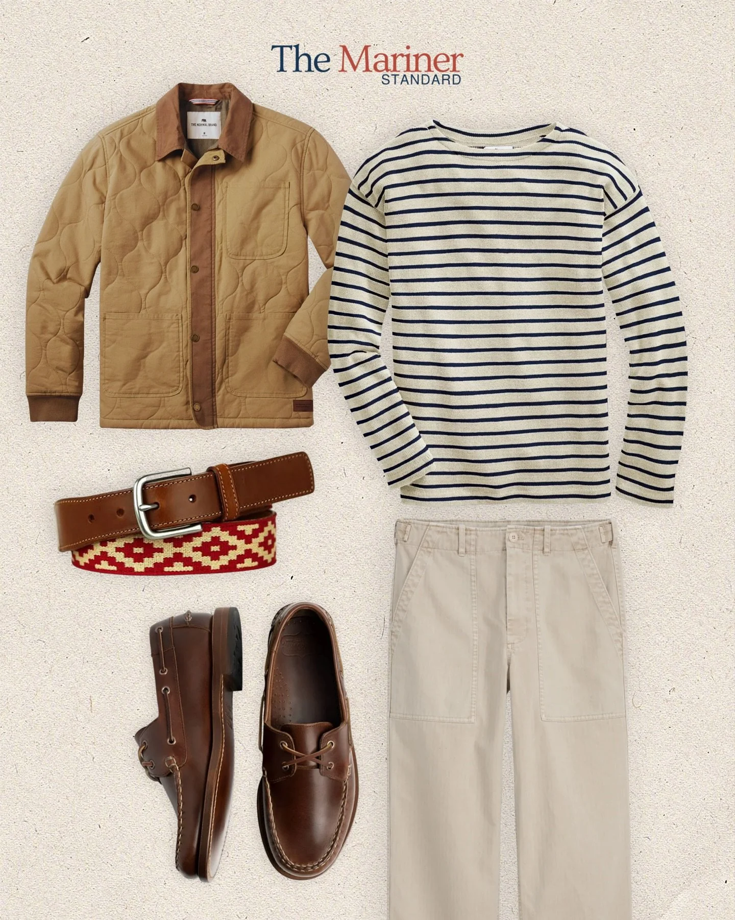 Effortless layers for the season ahead.
From quilted canvas and striped cotton to timeworn leather and handwoven detail — each piece blends craftsmanship with coastal ease. Built for crisp mornings, long drives, and life between sea and city. ?