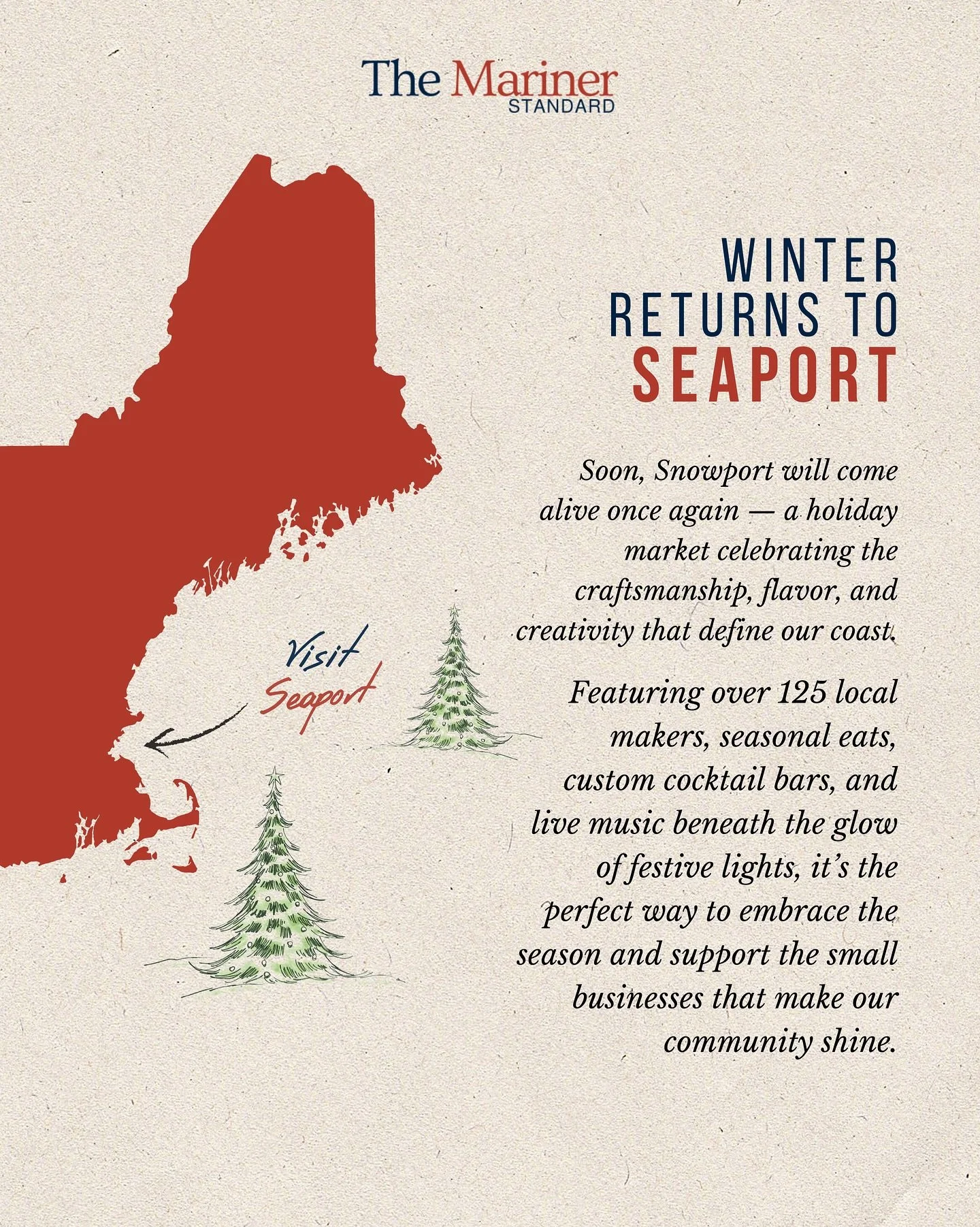 Winter returns to the Seaport 🌲✨
Soon, Snowport will come alive once again &mdash; a coastal holiday market celebrating the craftsmanship, flavor, and creativity that define New England. Explore 125+ local makers, seasonal eats, and festive lights a