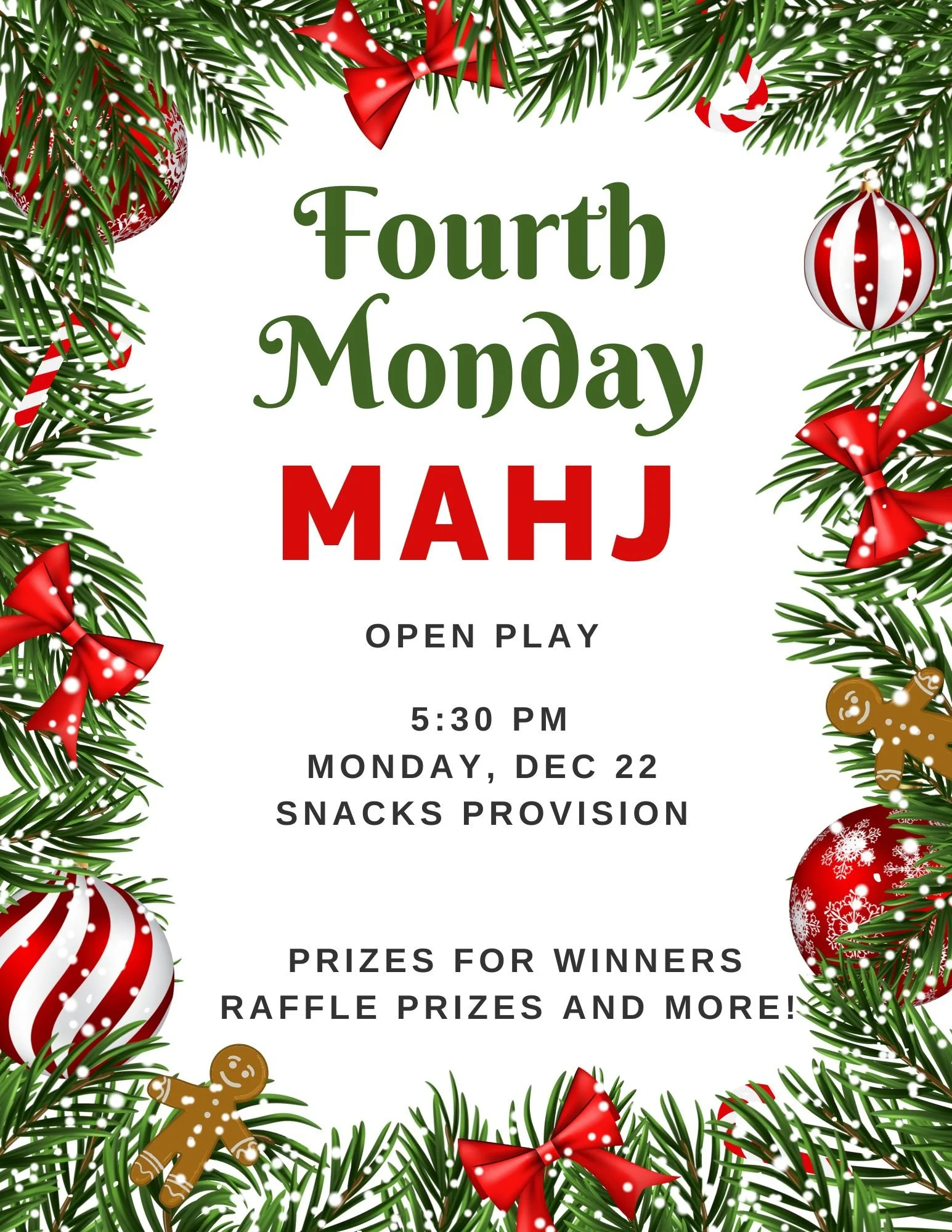 Fourth Monday Mahj at Snacks