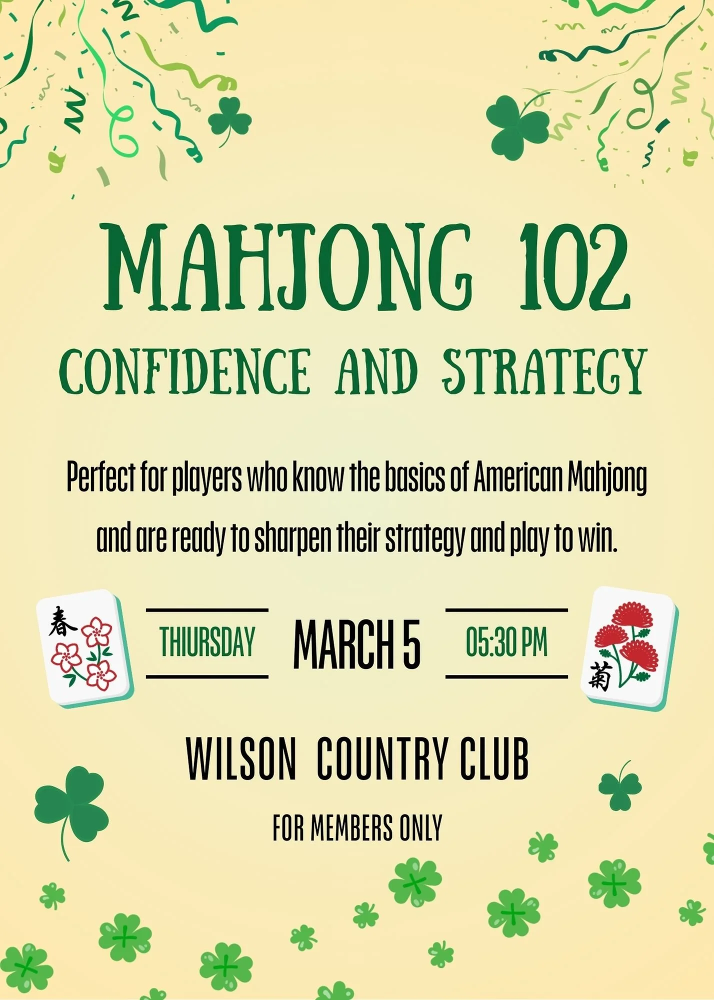 Mahjong 102: MAHJONG 102 Confidence and Strategy