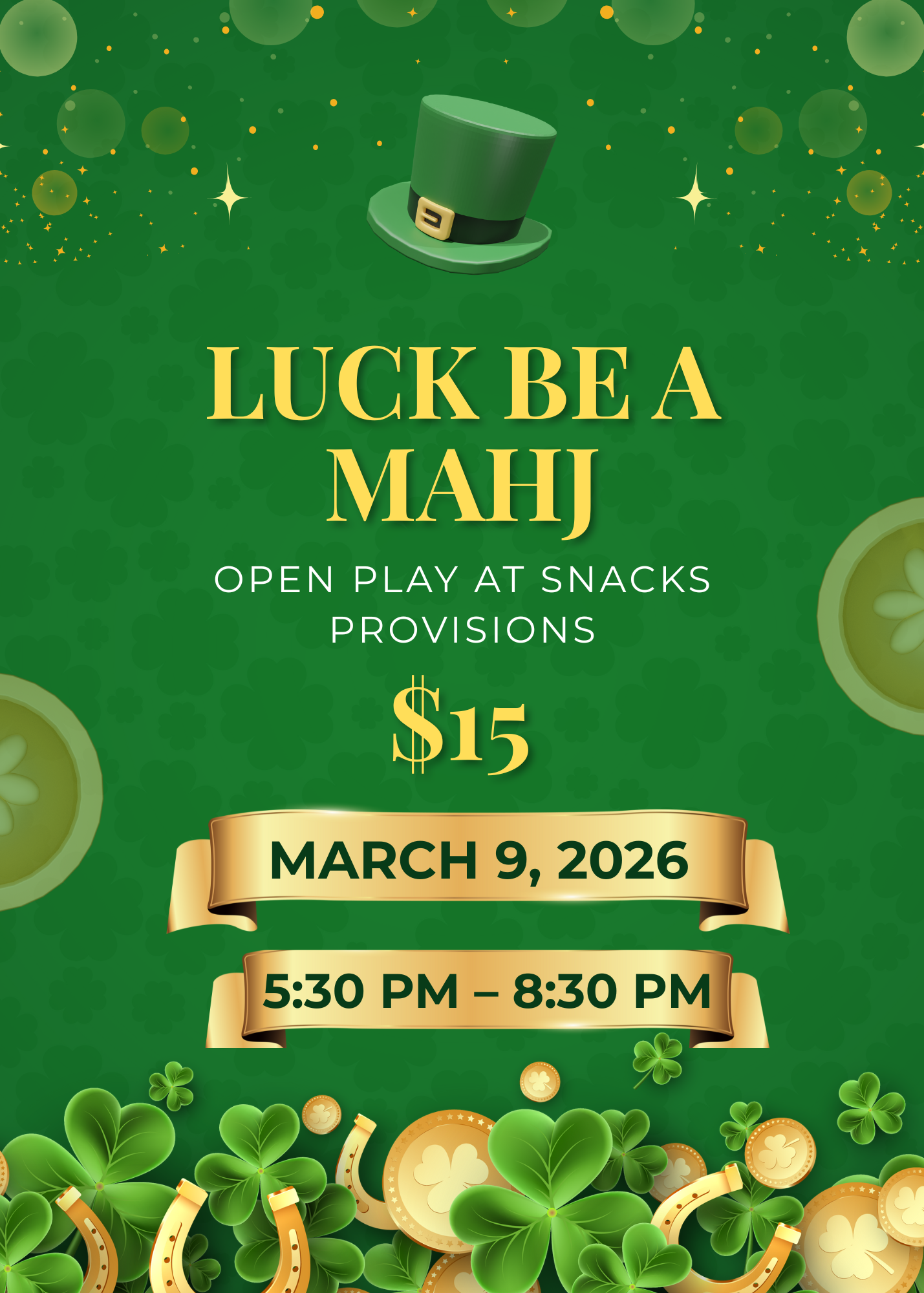 Second Monday Mahj at Snacks 