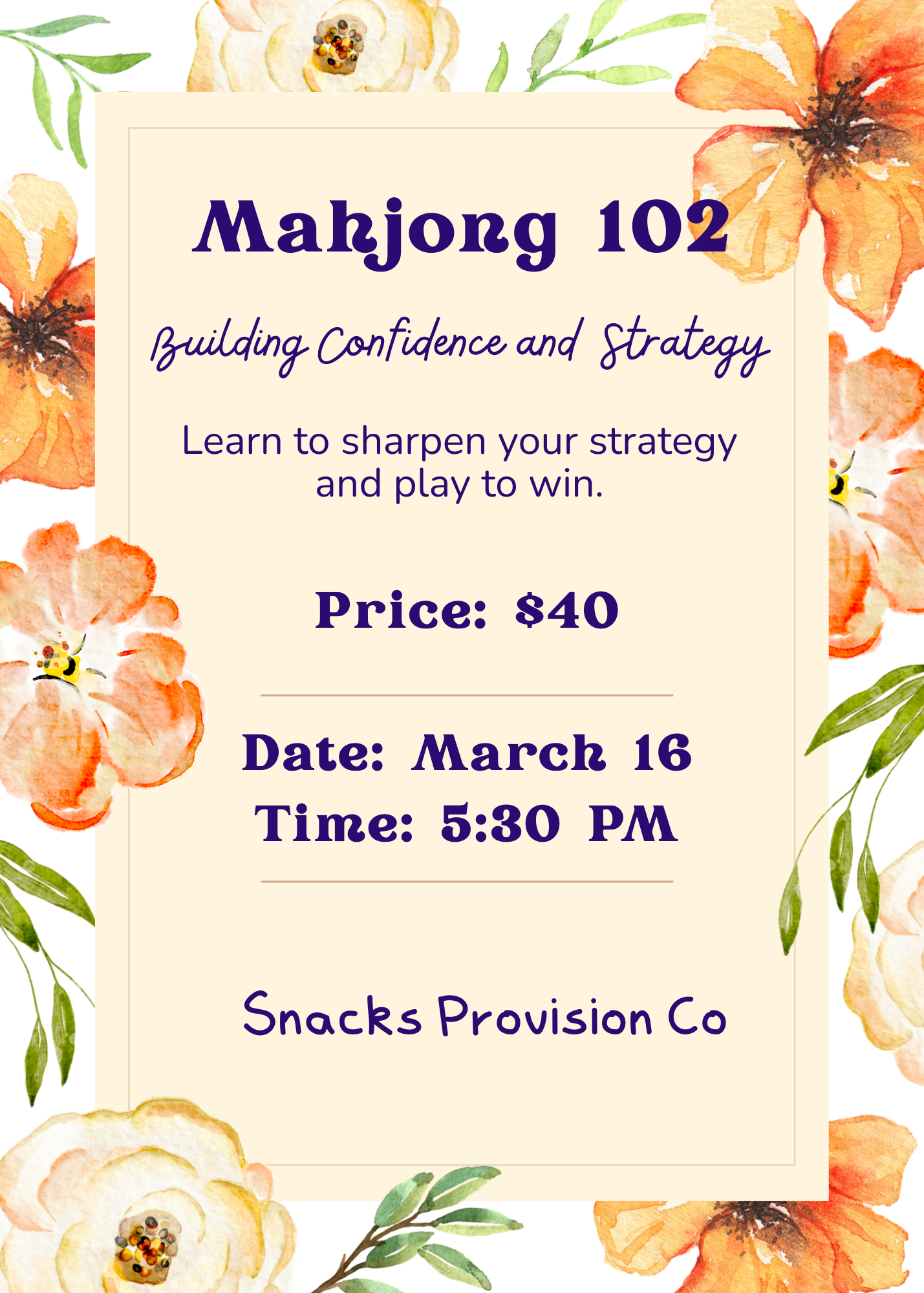 3/16 Mahjong 102: Building Confidence and Strategy