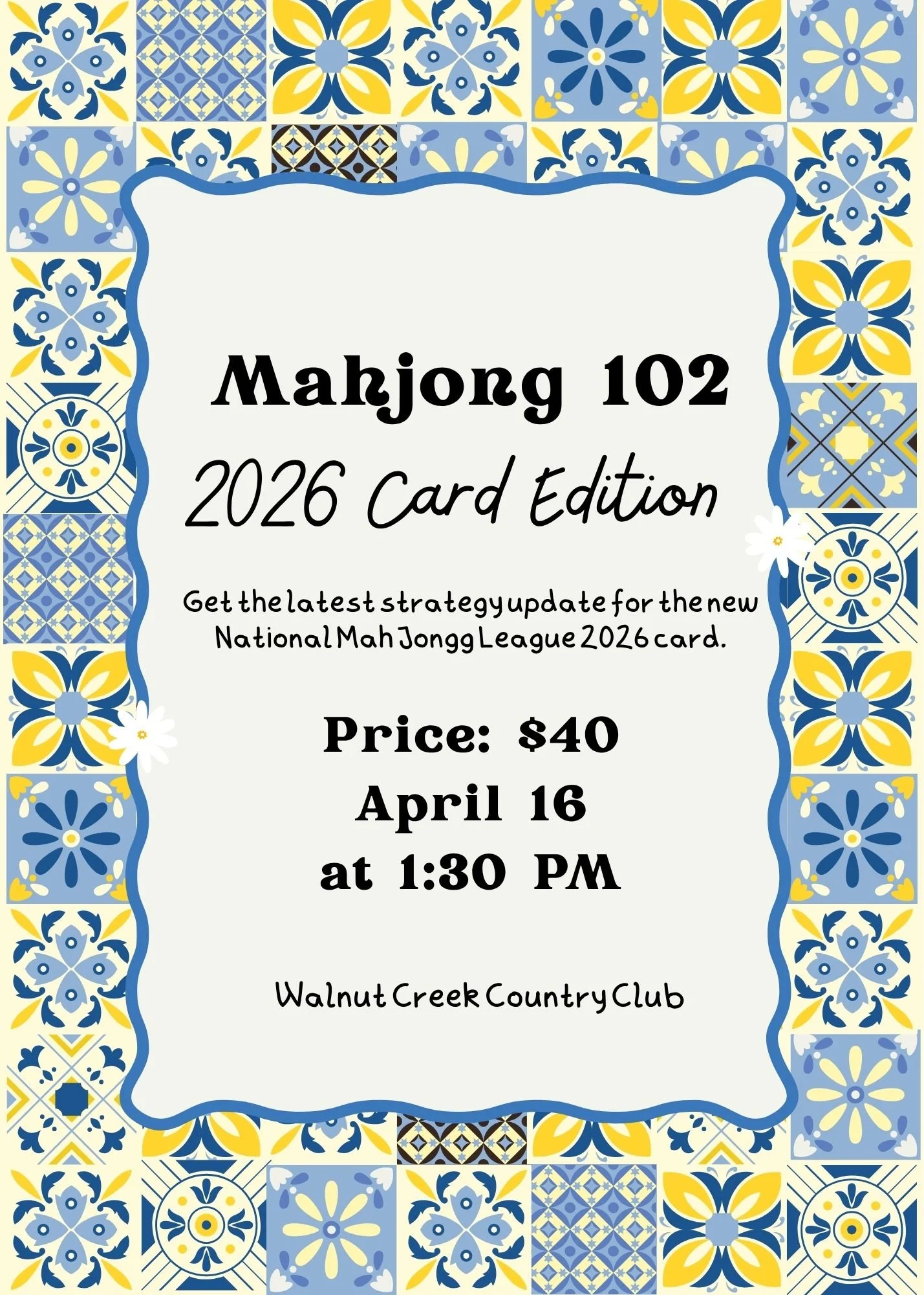 4/16 Mahjong 102: 2026 Card Edition