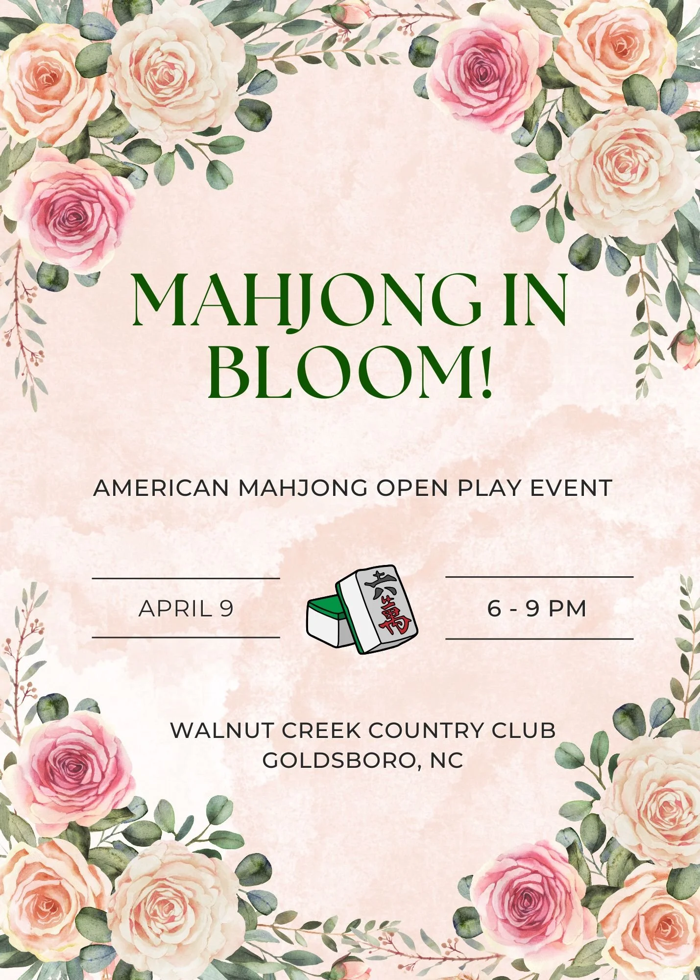 5/6 Mahjong In Bloom Open Play at Walnut Creek Country Club