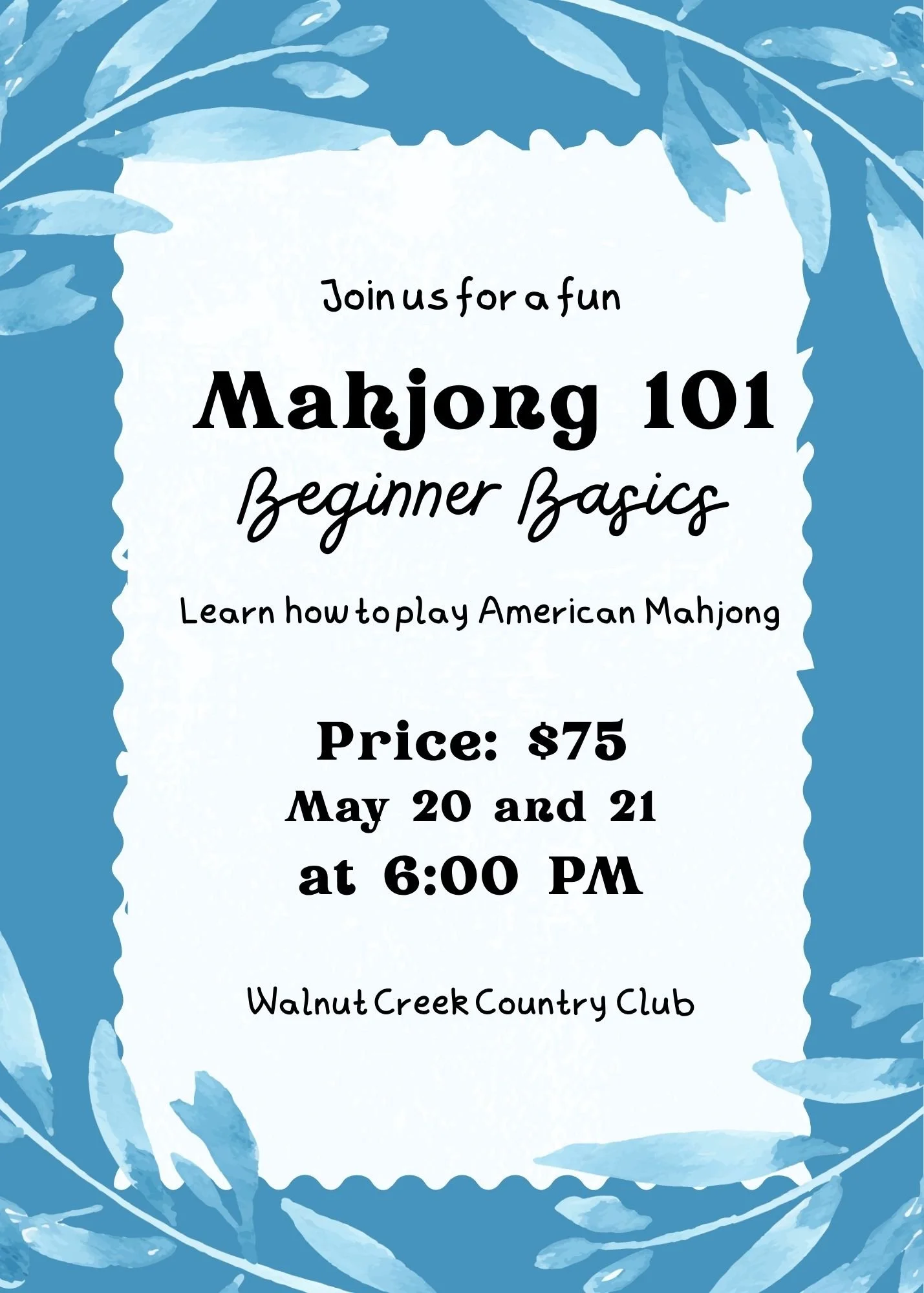 5/20 & 5/21 Mahjong 101: Beginner Basics
