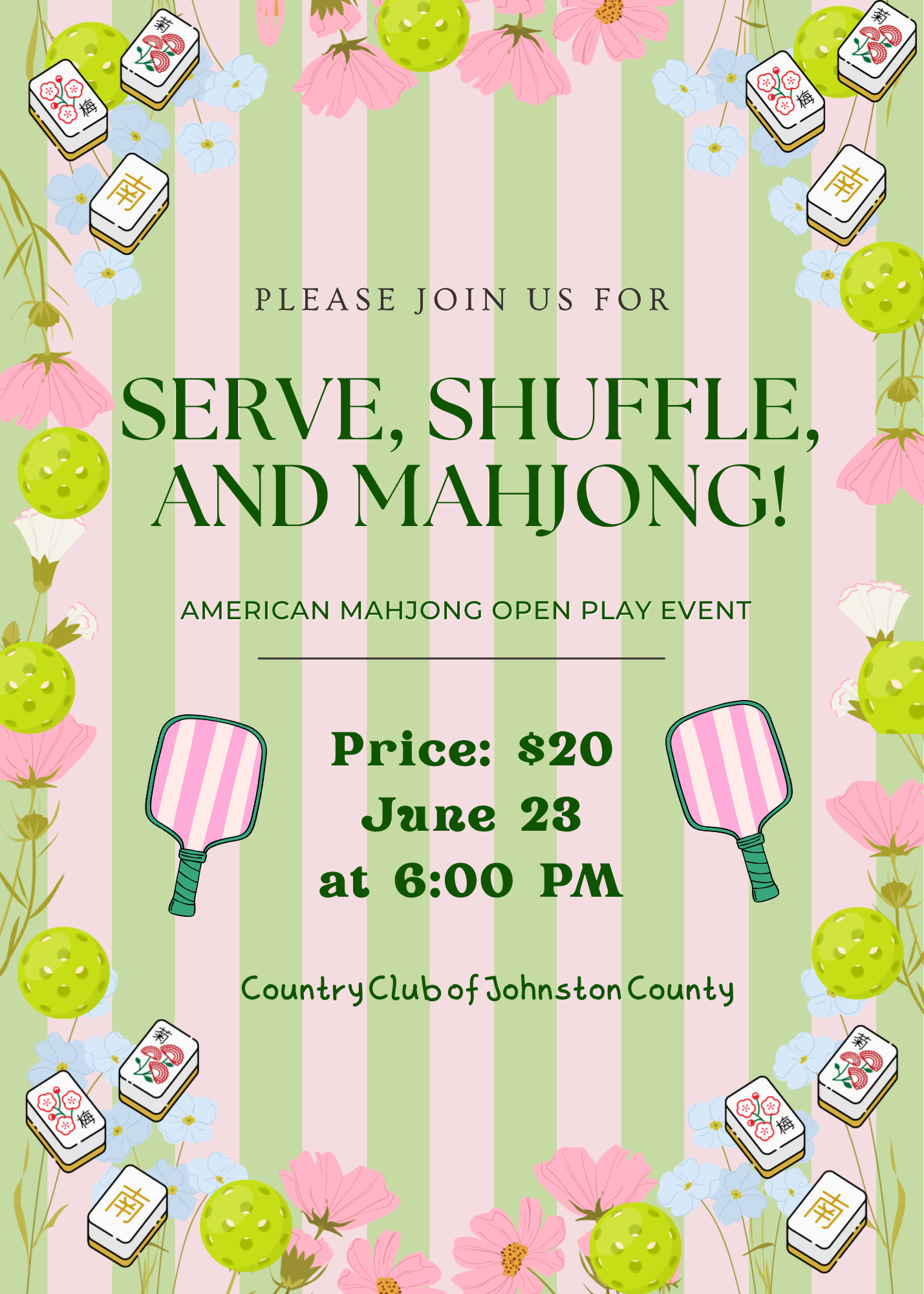 6/23 Serve, Shuffle and Mahjong Open Play at CCJC