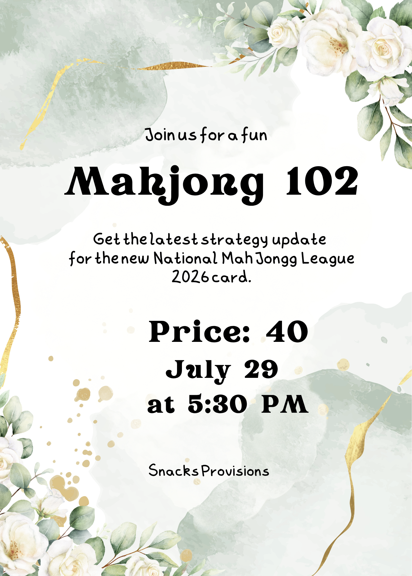 7/29 Mahjong 102: Confidence and Strategy 