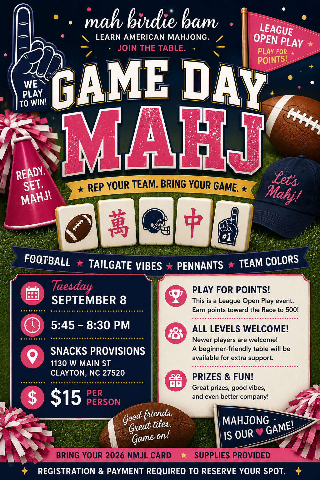 SOLD OUT - 9/8 Game Day Mahj | League Open Play