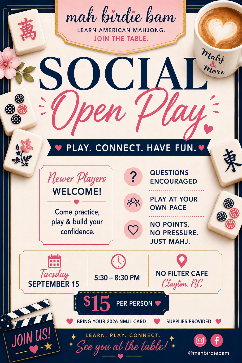 9/15 Social Open Play at No Filter Cafe