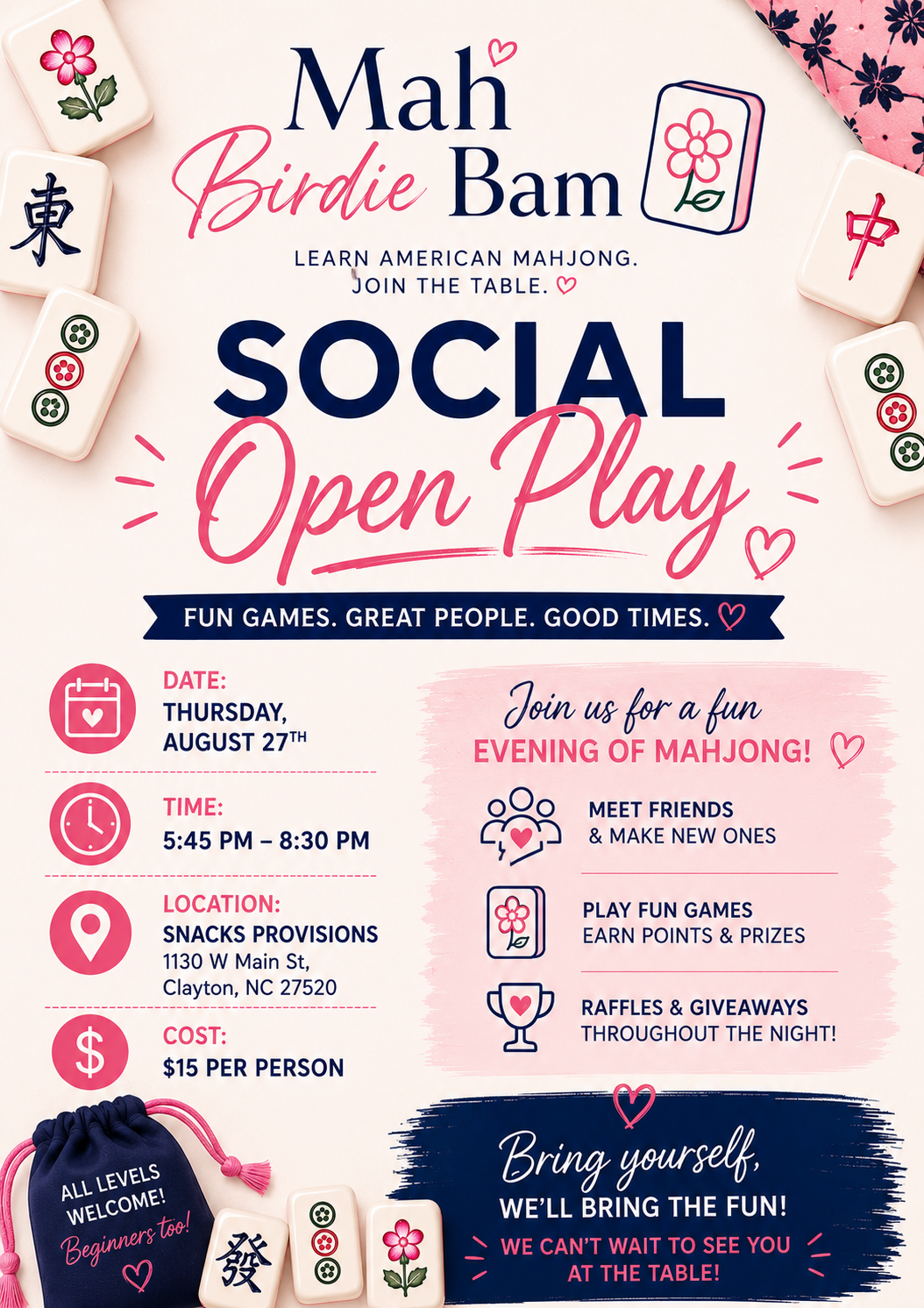8/27 Social Open Play at Snacks Provision