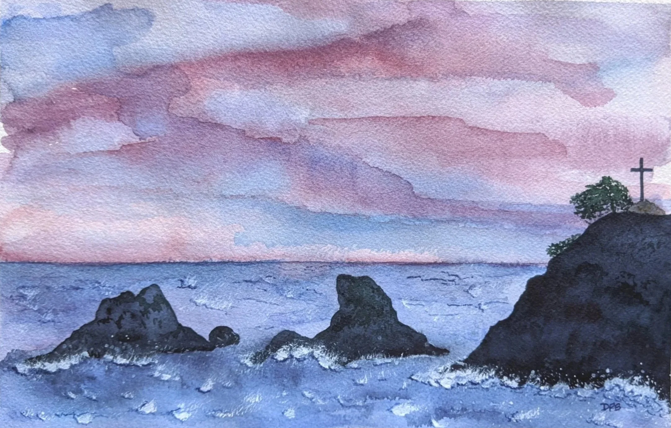 Watercolor on paper
Peñón del Santo in Almunecar, Spain
SOLD