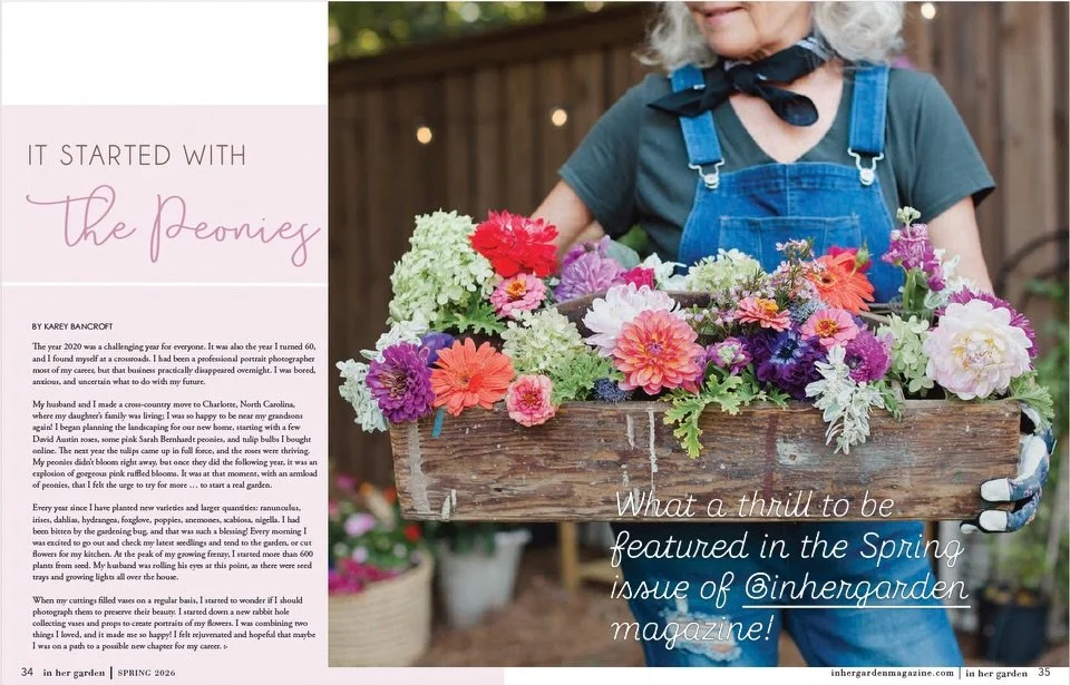 The thrill of a lifetime! My love for gardening and flowers is shared in the upcoming Spring 2026 issue; on sale march 1st. Thank you @inhergardenmagazine for this amazing opportunity!