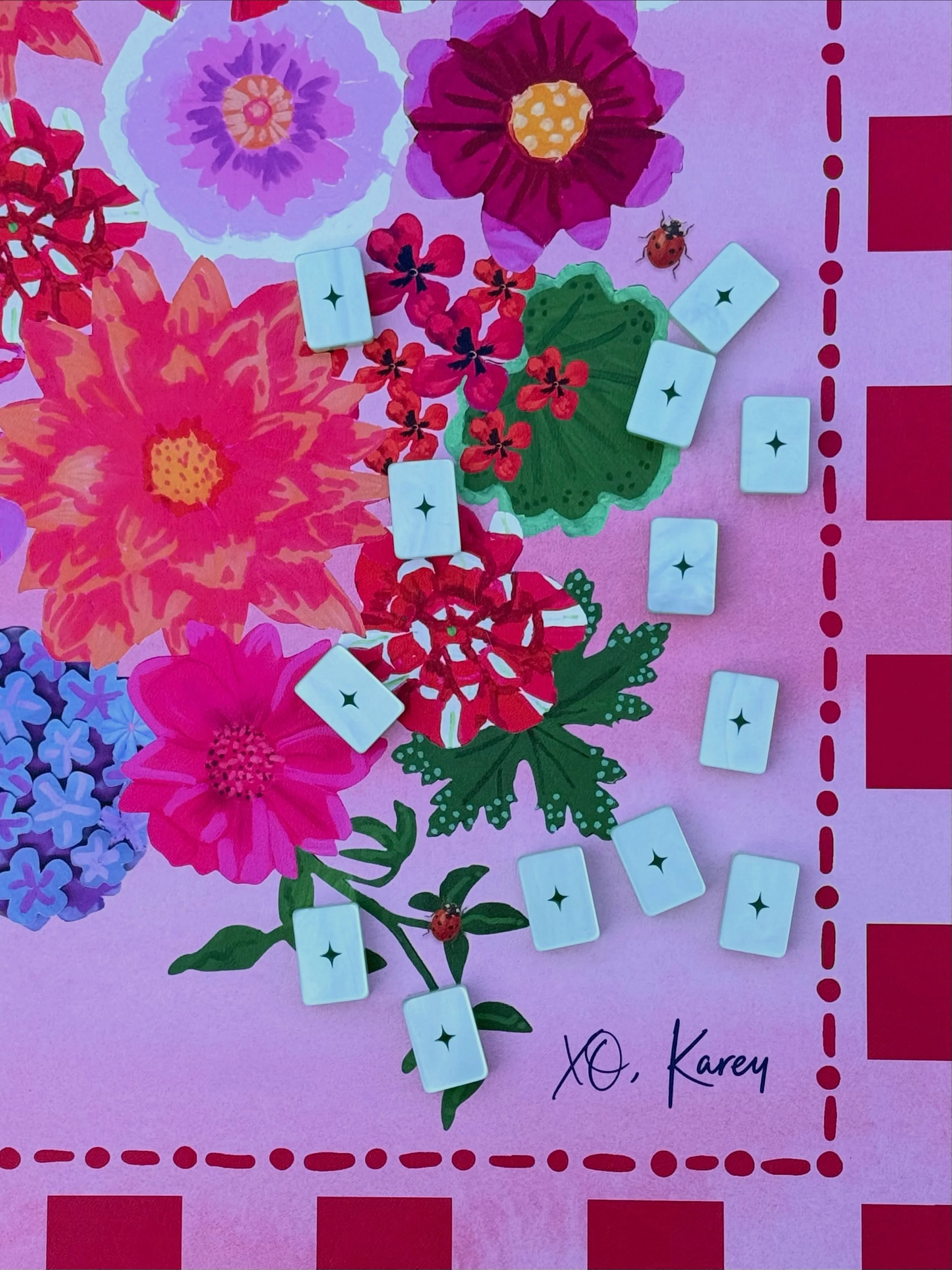 New mats on the way! All hand painted, but still featuring flowers from my garden 🌸 
#mahjongforflowerlovers
