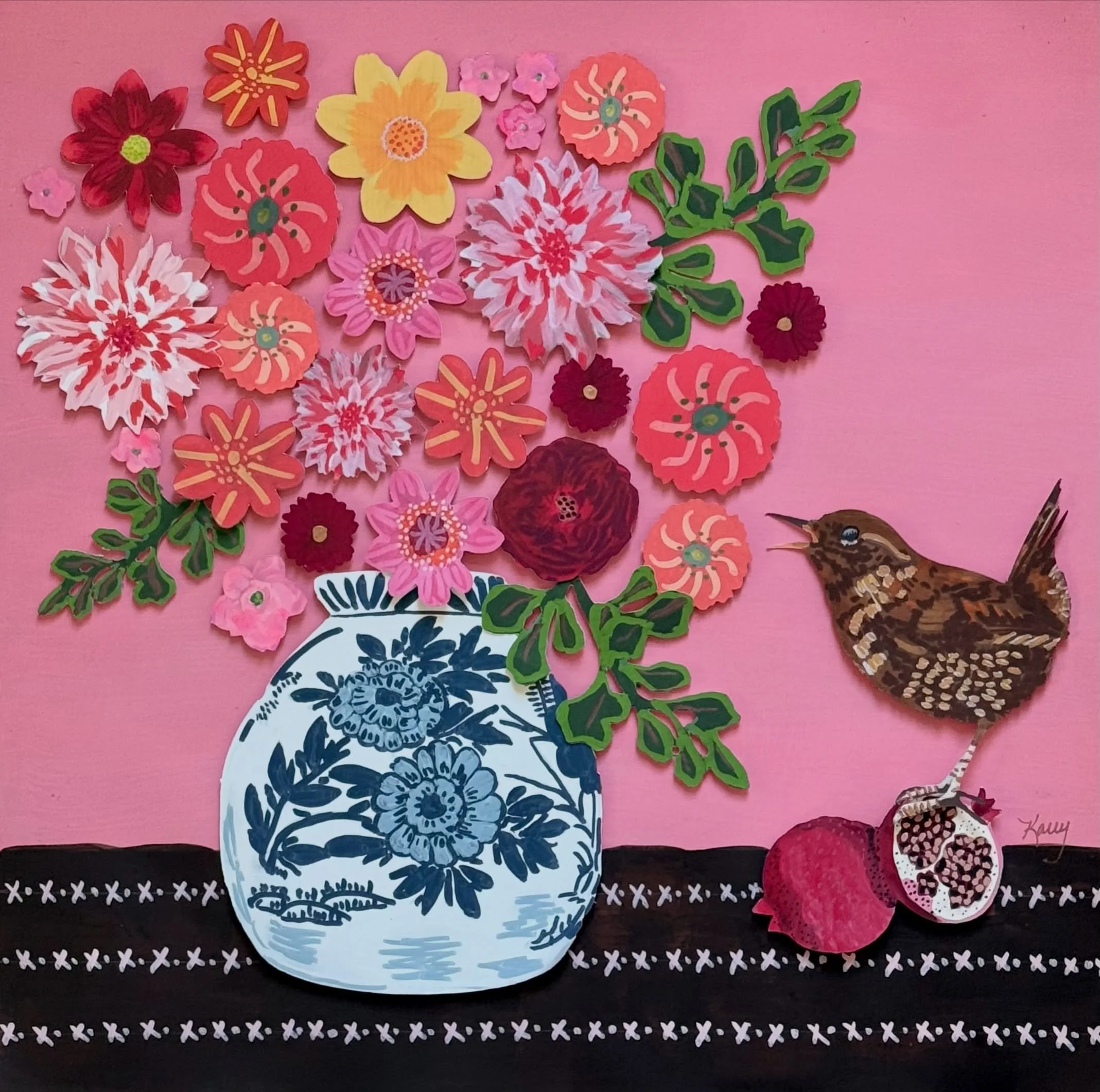One more &ldquo;Birds gone Wild&rdquo; piece for my upcoming Fall collection that I&rsquo;ll be showing Oct. 24th at @framebridge Charlotte!