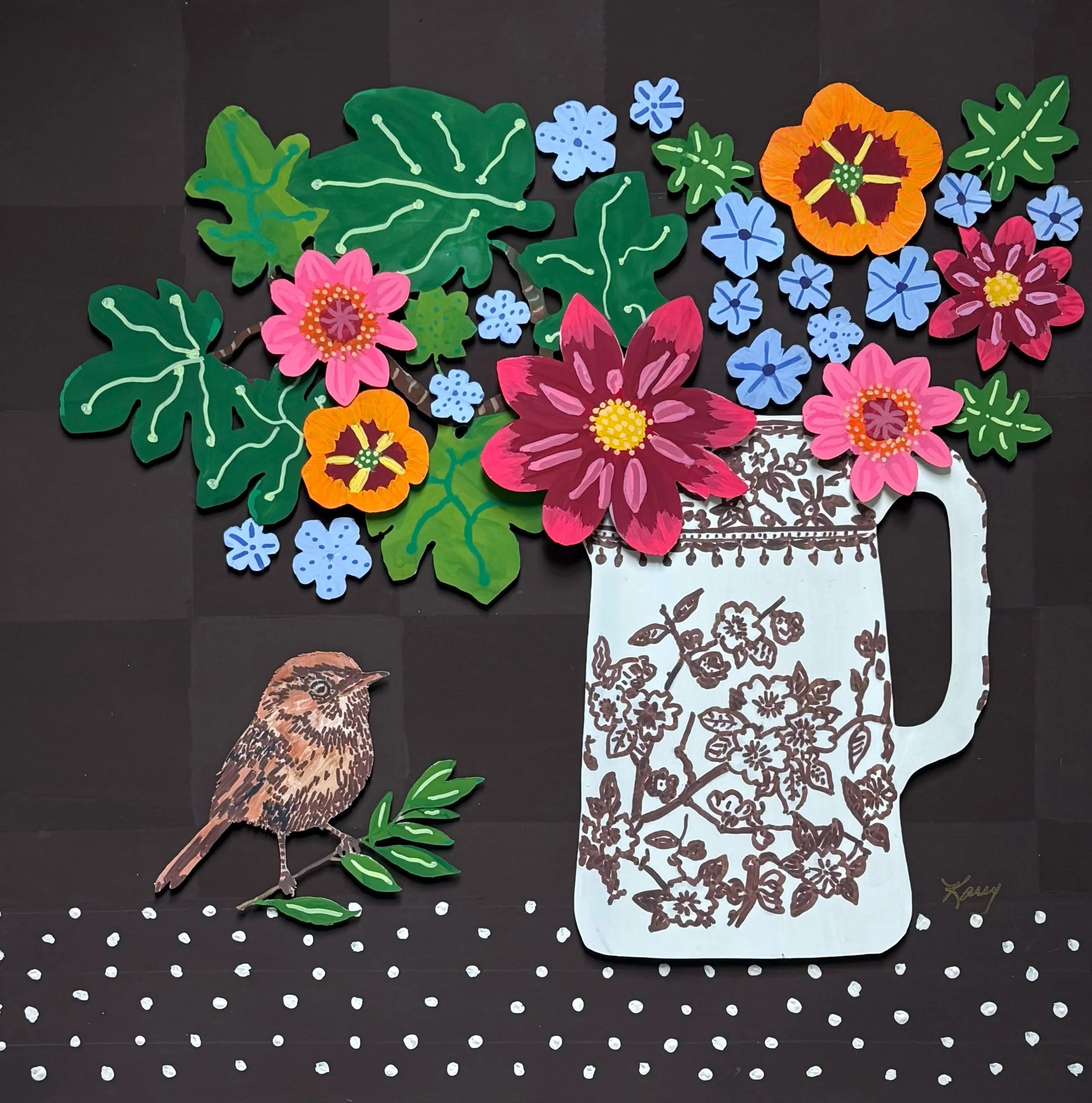 &ldquo;Birds Gone Wild&rdquo; are up on my website. 5 funny, fun collage paintings featuring birds from my yard doing silly things. Plus, lots of flowers and vintage vases. Check them out at kareybancroft.com/collages or at the link in bio.  #kareysf