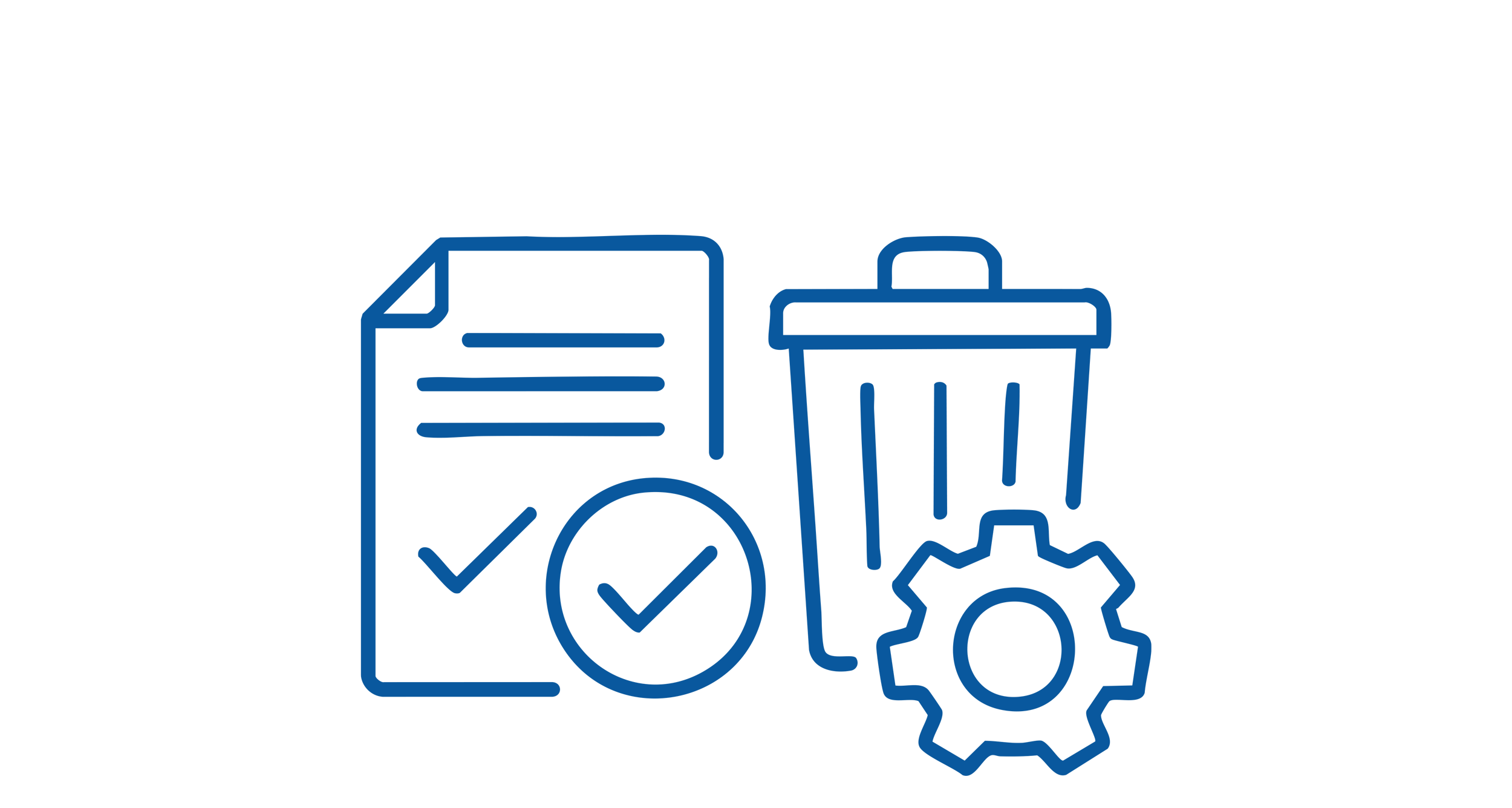 Outline of a checklist document, a trash can, and a gear, representing task management and settings.