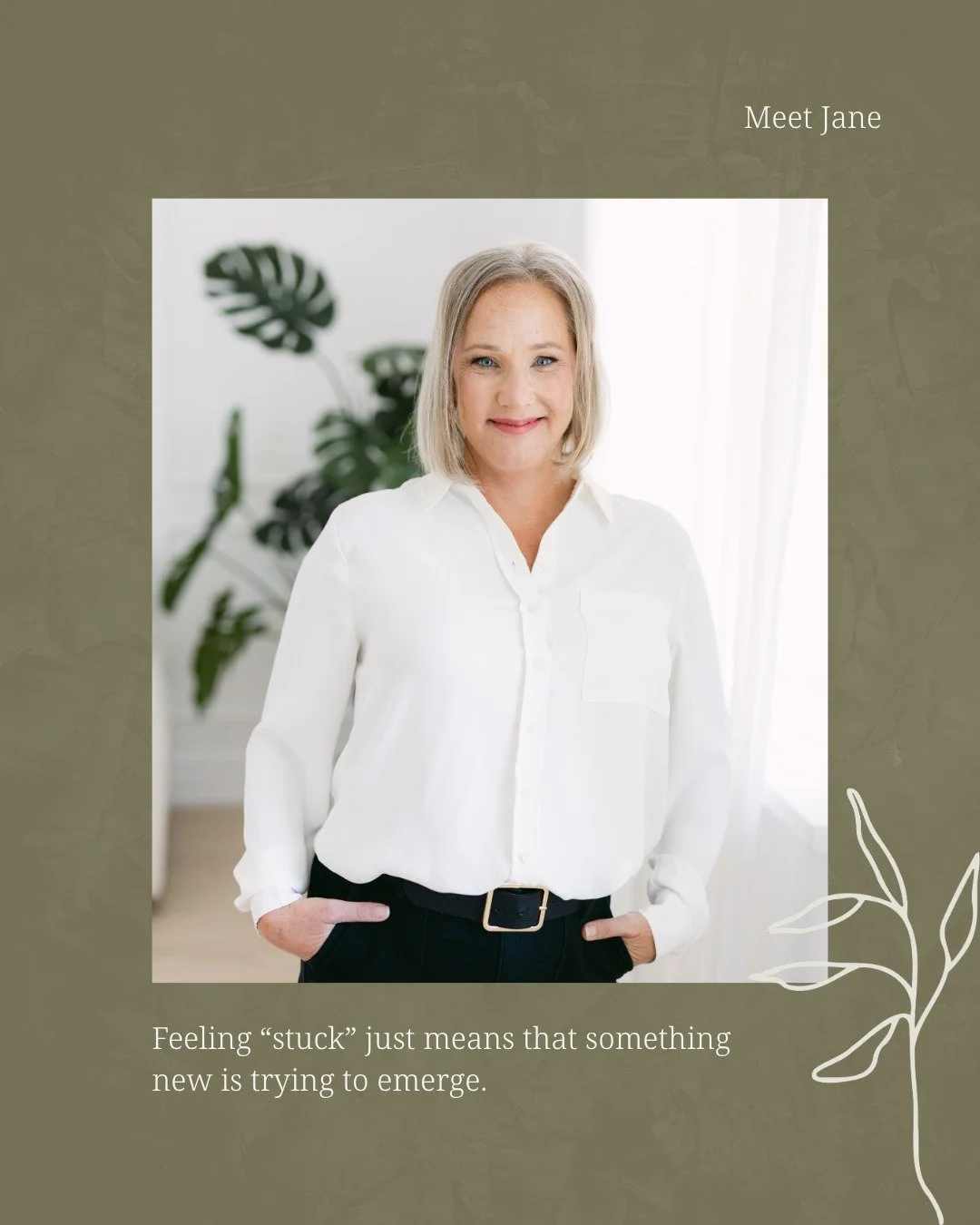 Hi! I'm Jane! 

I&rsquo;ve spent over 20 years supporting individuals, families, and couples through some of life&rsquo;s most challenging seasons.

Over the years I've gained a deeper appreciation for the many ways people struggle, adapt, and grow.
