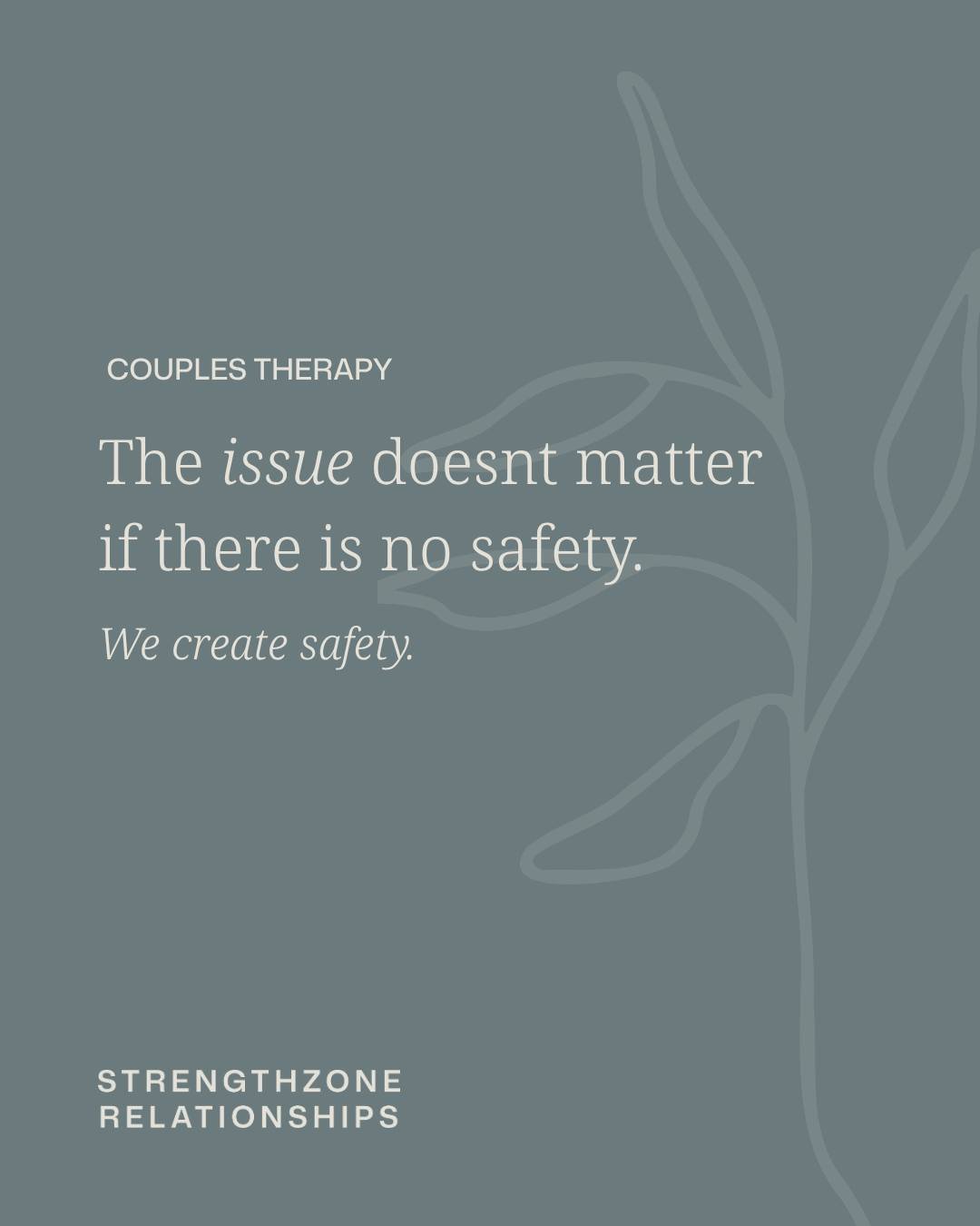 Unpopular opinion: the issue isn't the problem.

If there isn&rsquo;t emotional safety, even small conversations can quickly turn into conflict.

Before anything can truly be resolved, both partners need to feel safe enough to open up.

In our work t