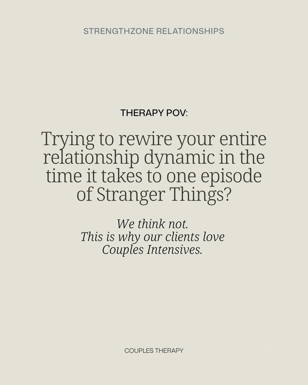 Most couples are dealing with the same sh*t they've been dealing with for years.

The same patterns, communication, and bad habits.

And while weekly sessions can help, 90 minutes often only scratches the surface. You leave with insight, but not alwa