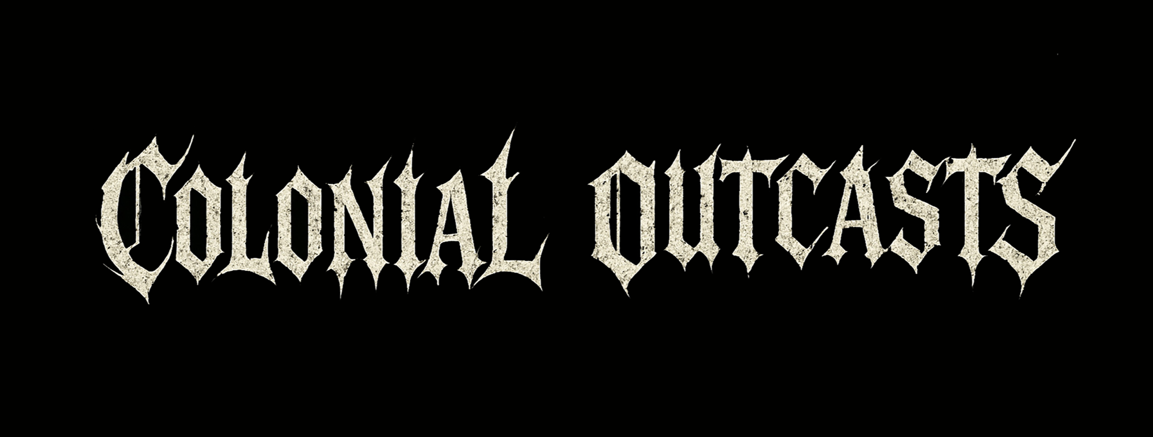 Black background with the words 'Colonial Outcasts' written in gray, gothic-style font.