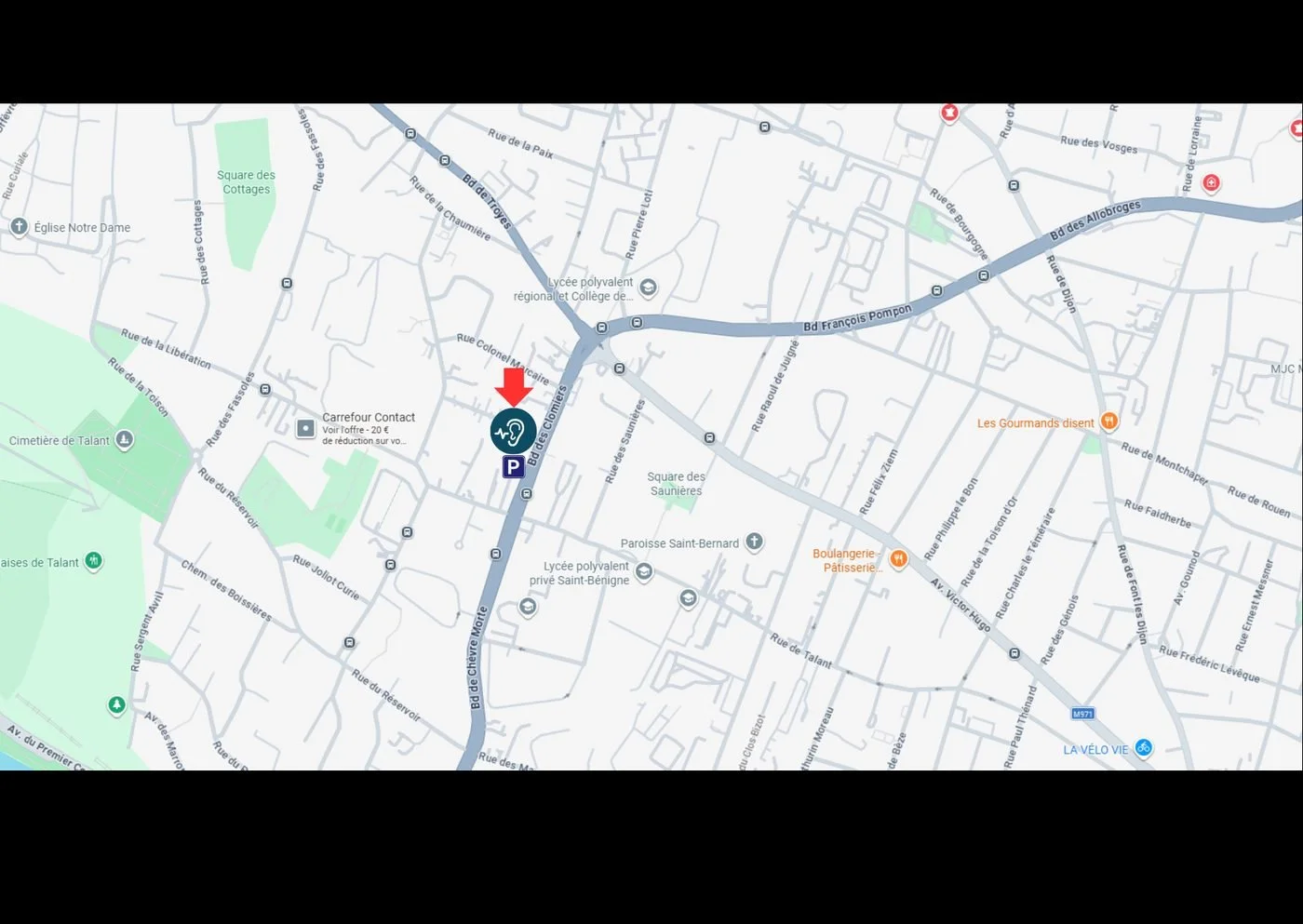 Carte Talant Audition — 28 Boulevard des Clomiers, Talant