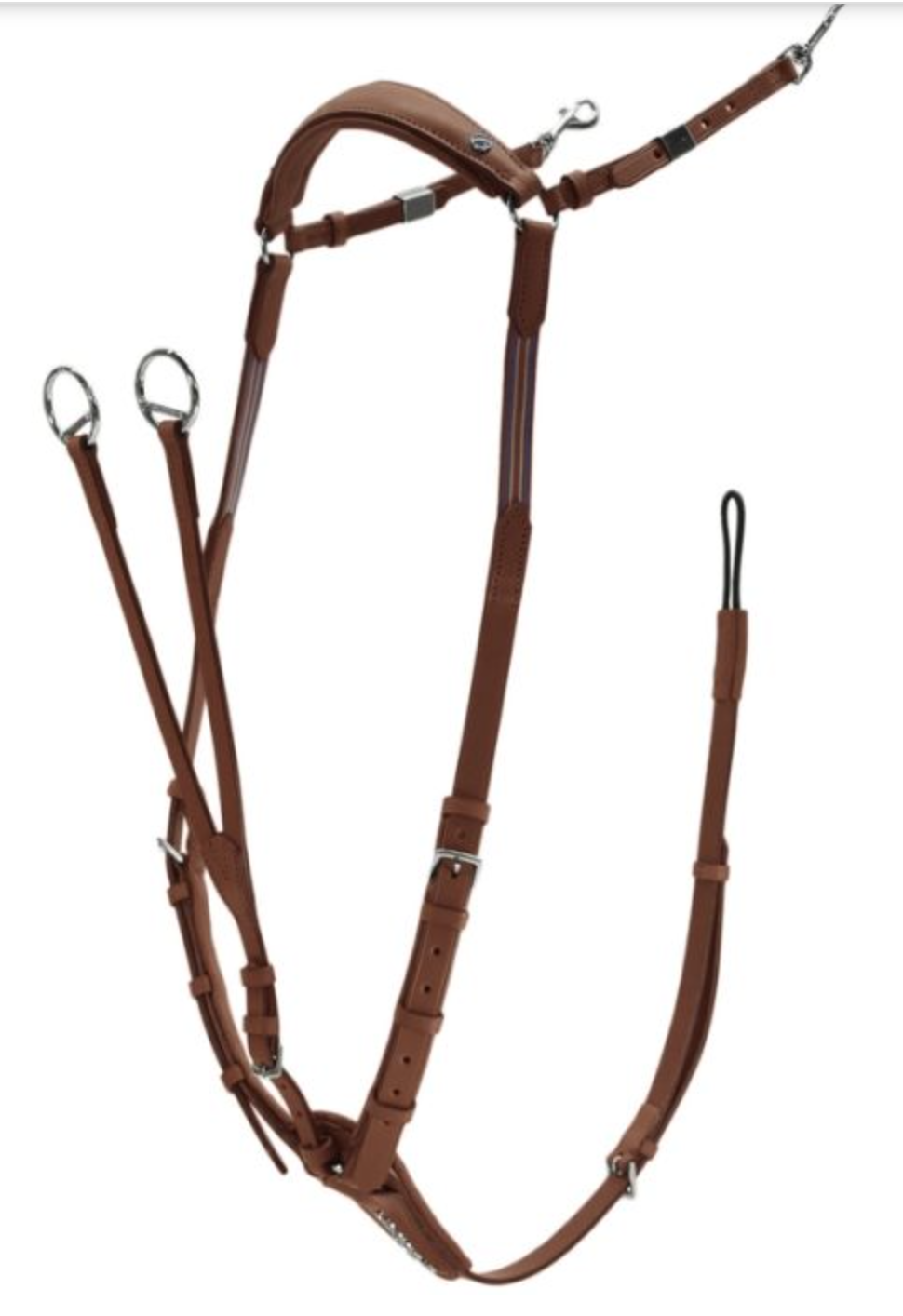 Stübben brown breastplate shown in full with adjustable straps and stainless hardware.
