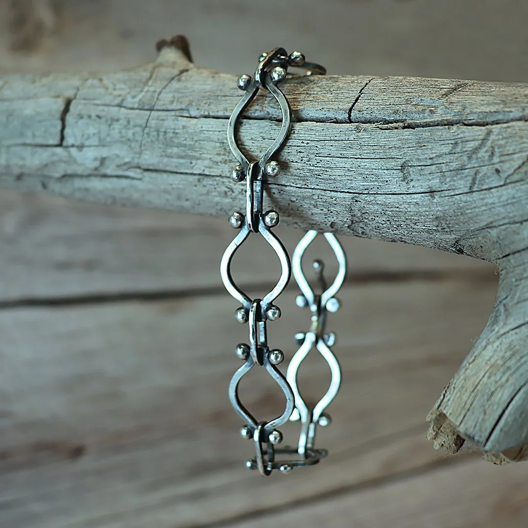 Handmade sterling silver chain bracelet with oval links
