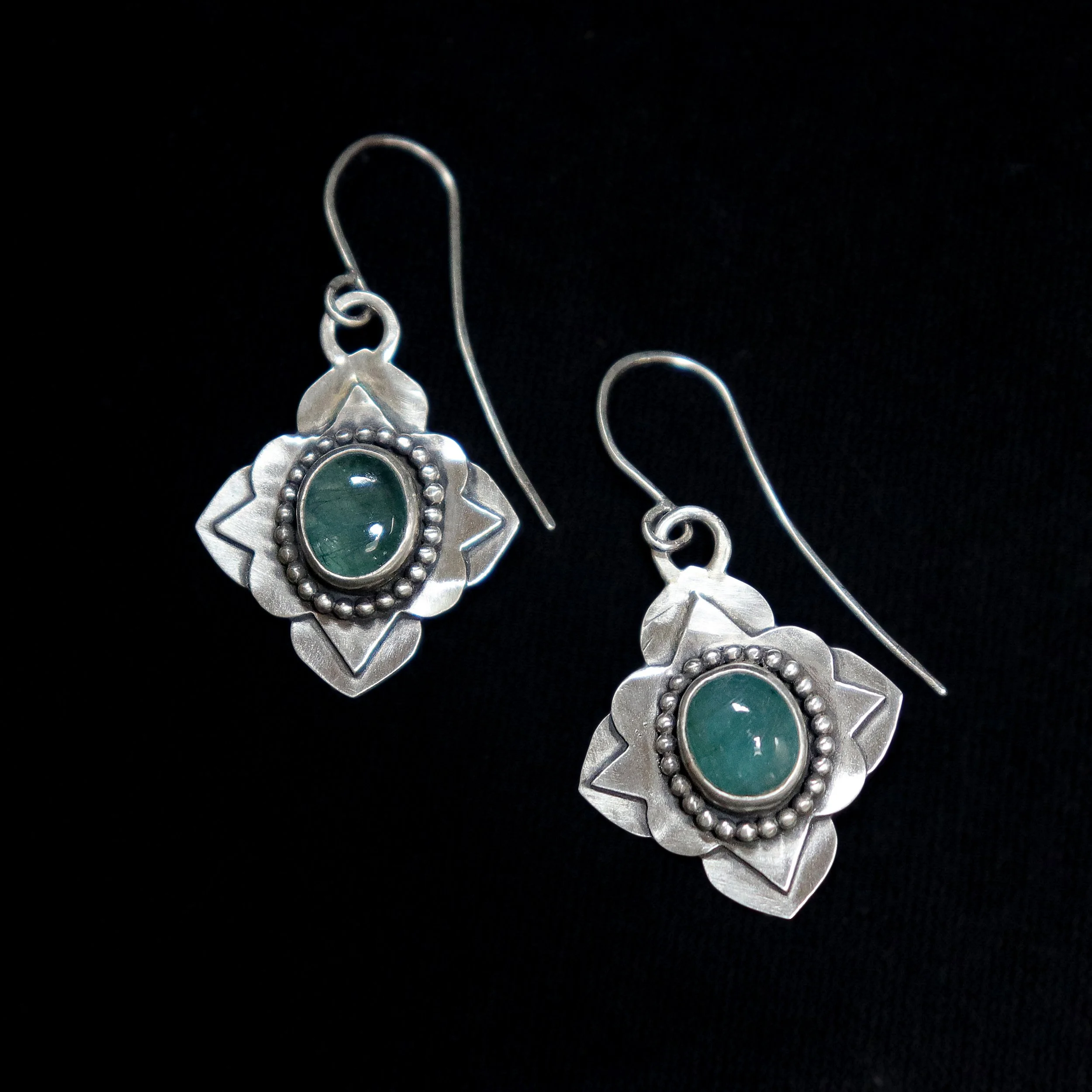Grandidierite Barbed Quatrefoil Earrings-2.jpg