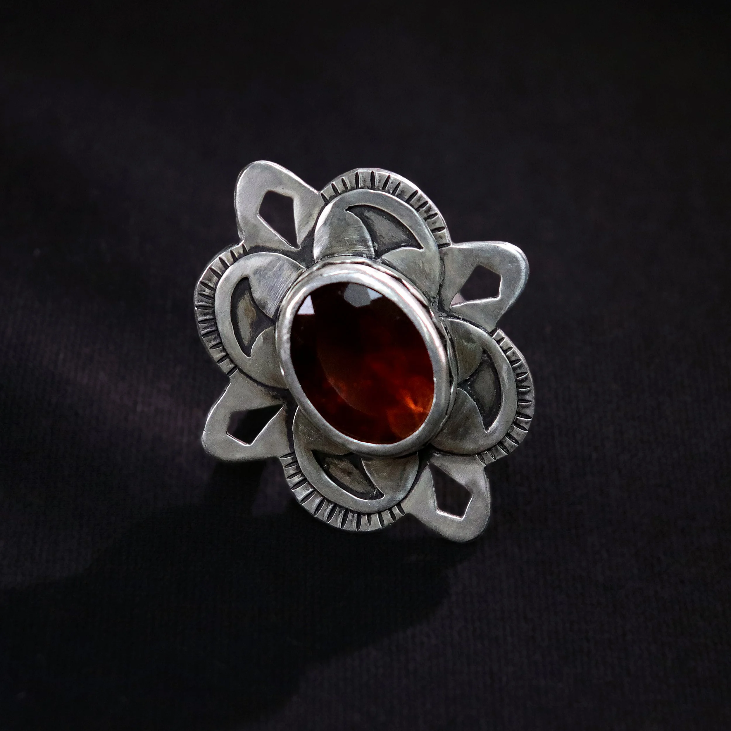 floral style Hessonite Garnet ring-1.jpg
