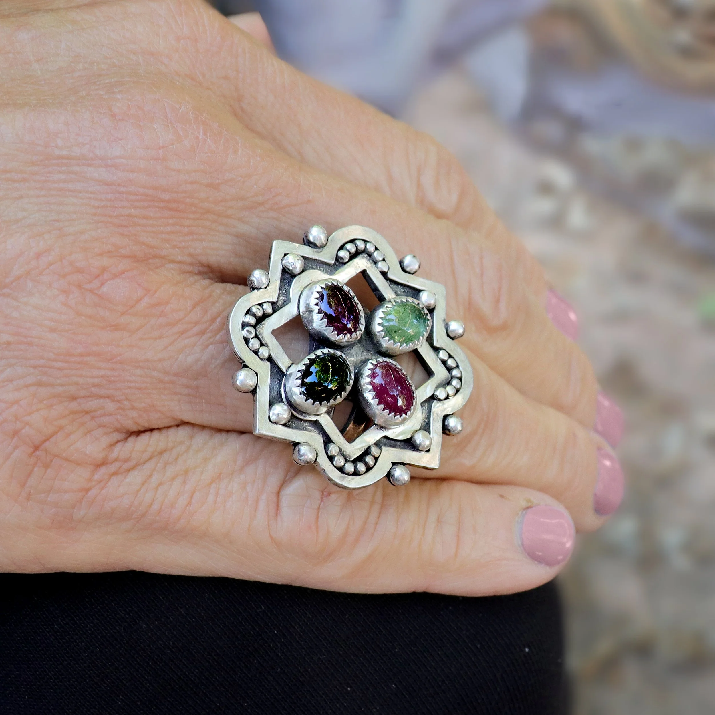 Barbed Quatrefoil Tourmaline Ring-model.jpg