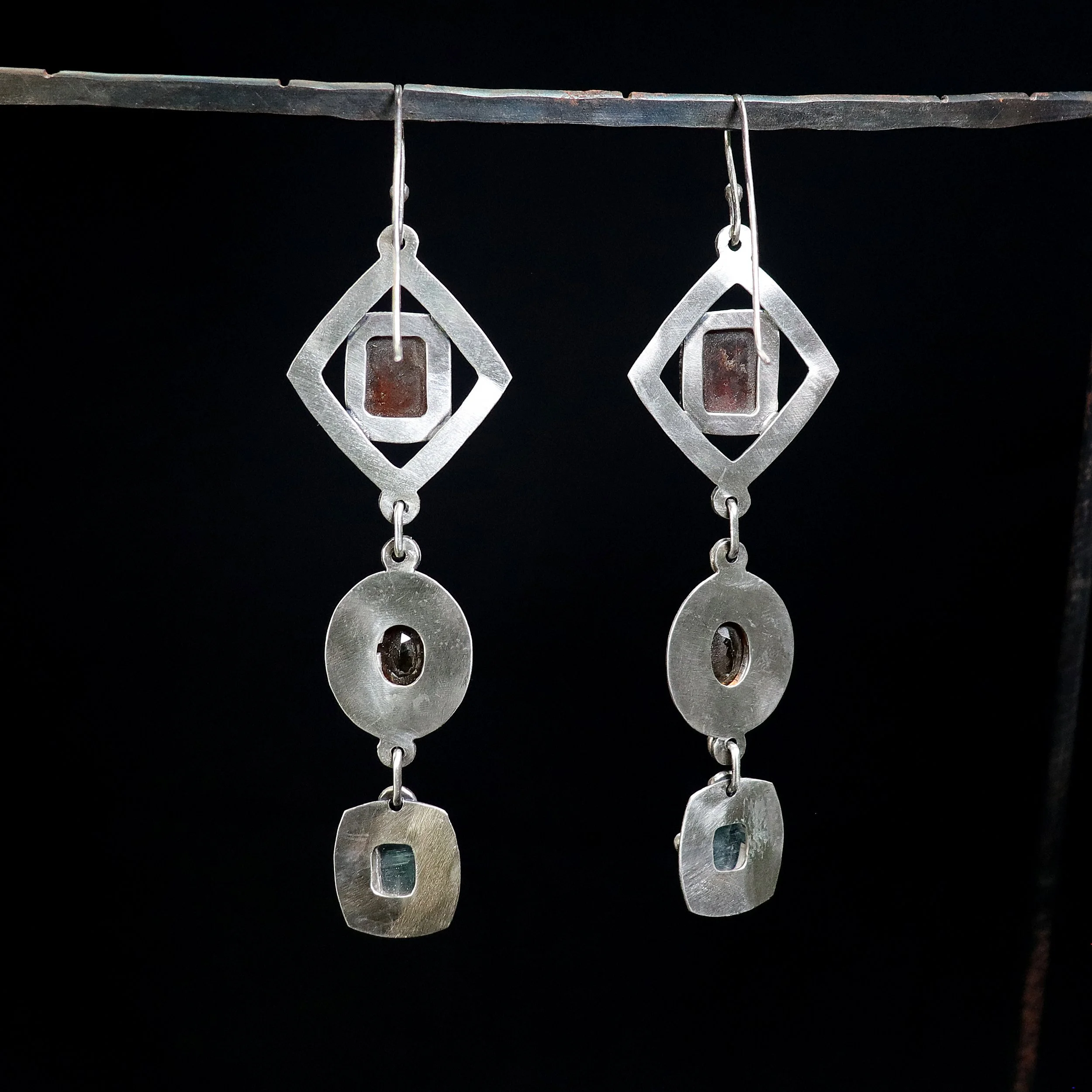 Three Stone Dangle hess garnet citrine kyanite earrings-2.jpg