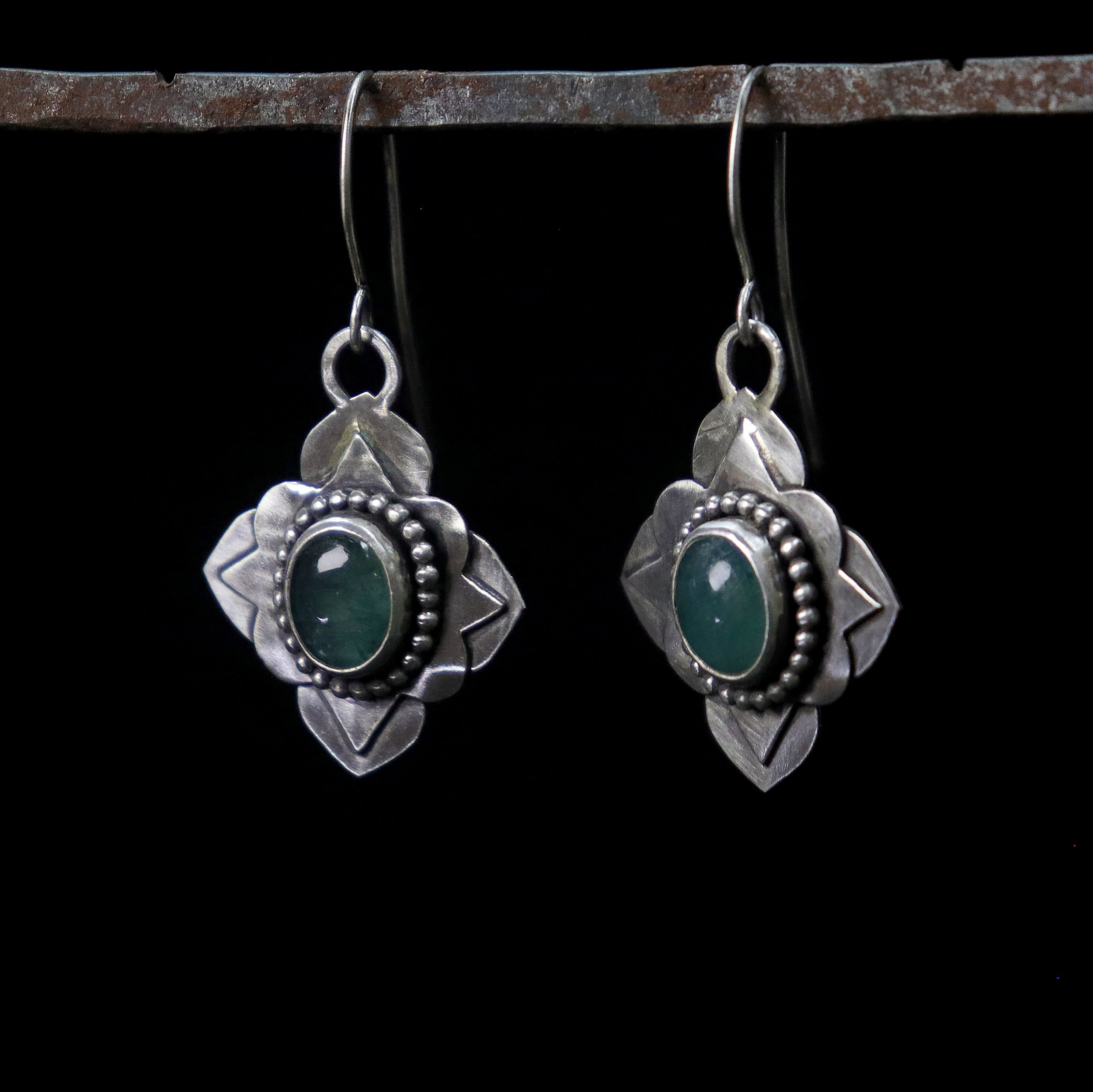 Grandidierite Barbed Quatrefoil Earrings-1.jpg