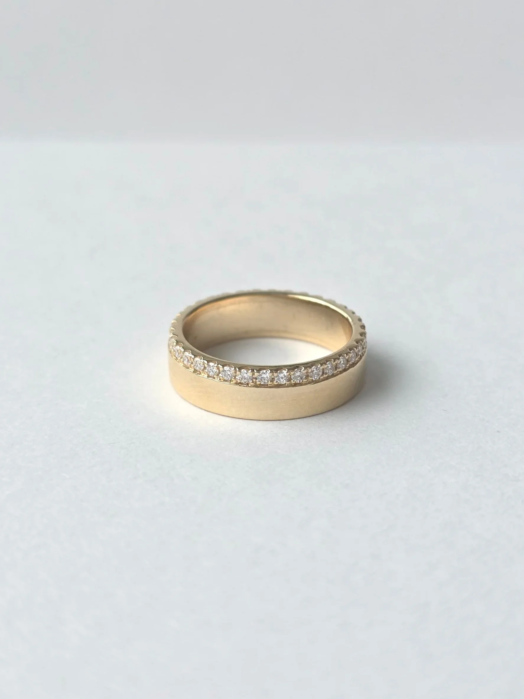 Custom yellow gold asymmetrical cigar band
[weddingbands]