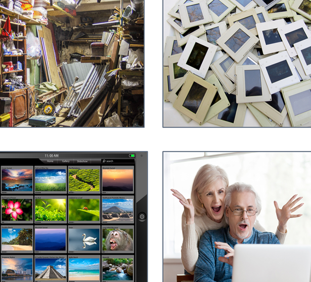 memoriesman.com does photo collection organizing, digitizing prints, scanning slides, and transferring home movies to digital format