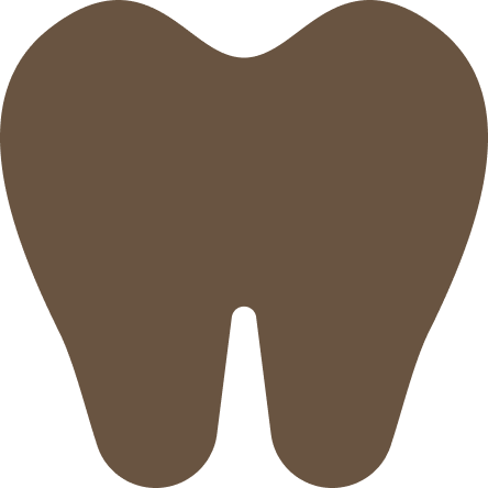 A cartoon drawing of a tooth in brown color.