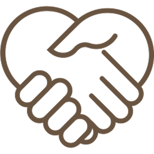 A simple line drawing of two hands shaking.