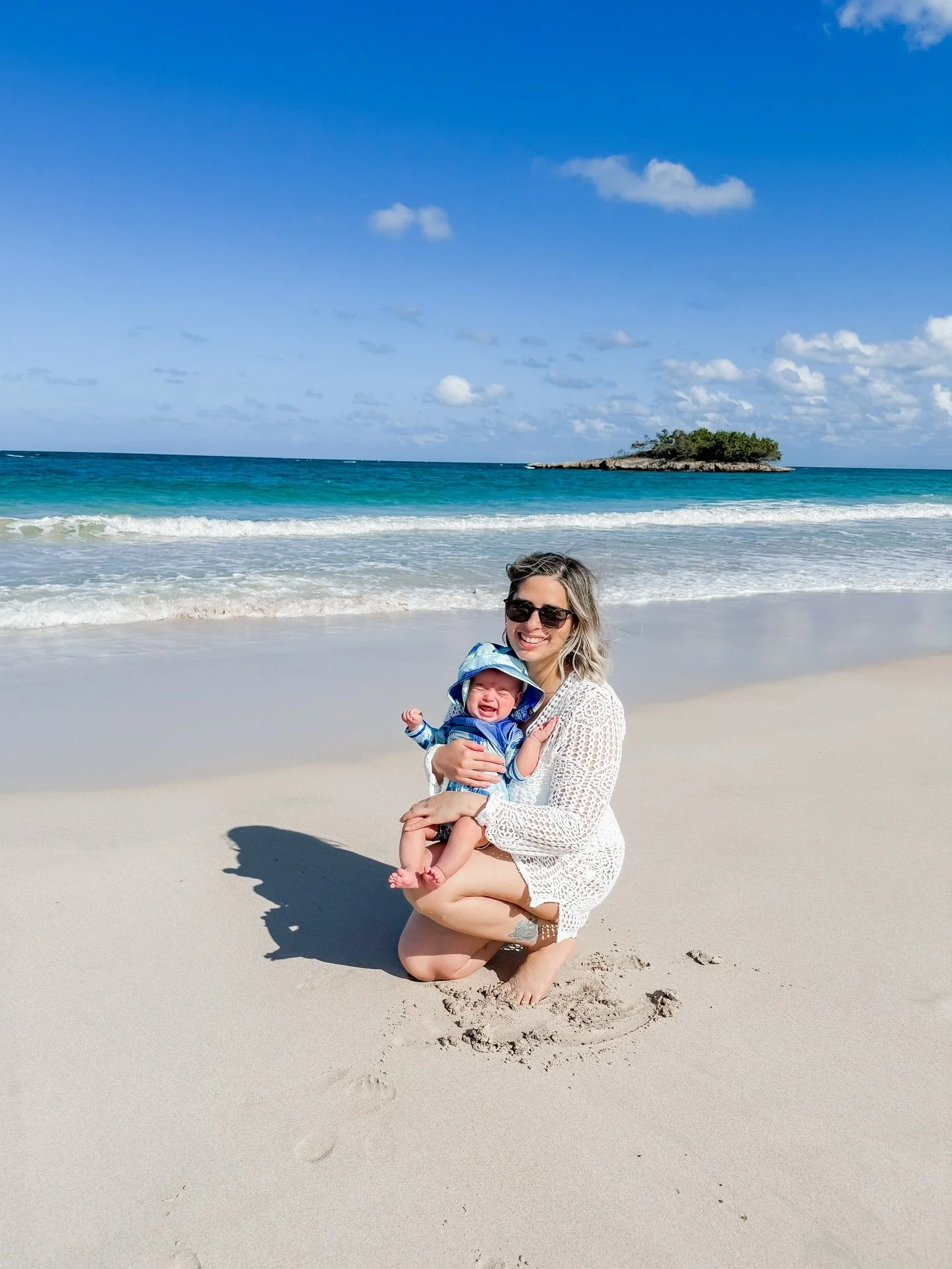 Julian&rsquo;s first time traveling internationally + first beach trip. 
This is what a realistic beach day looks like with a 4 month old 🤣