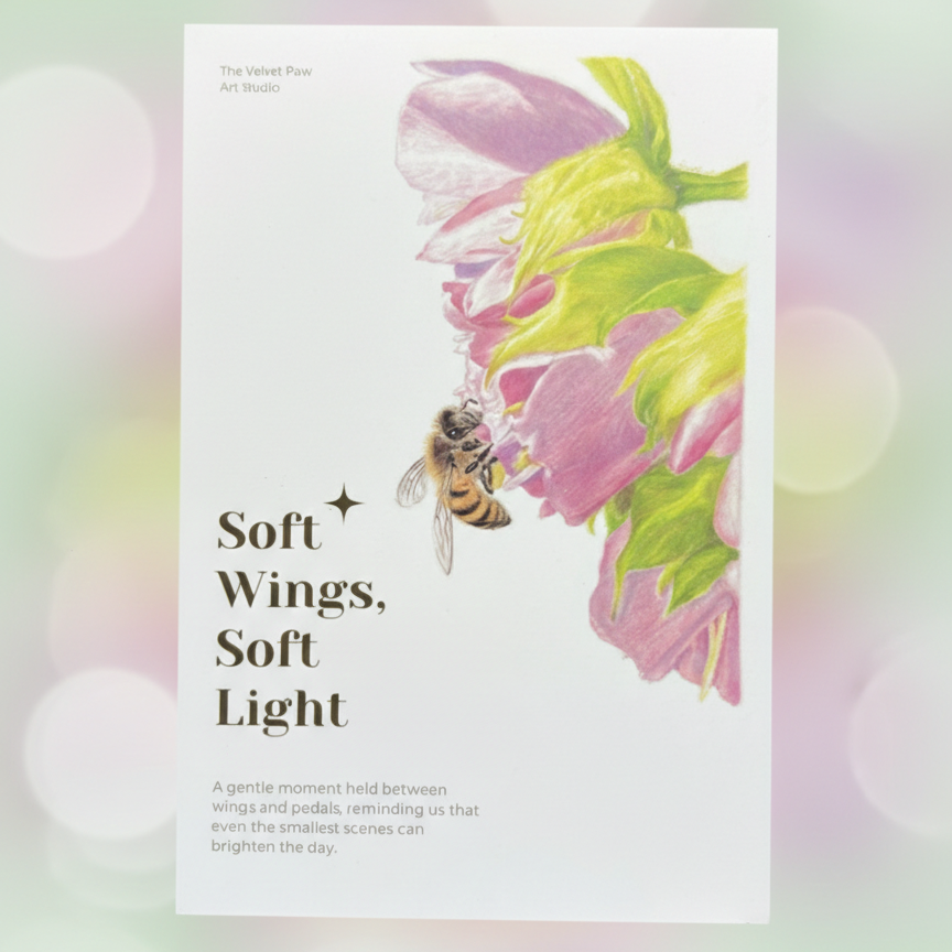 Honeybee's Visit to Bloom - Postcard 4"x6"