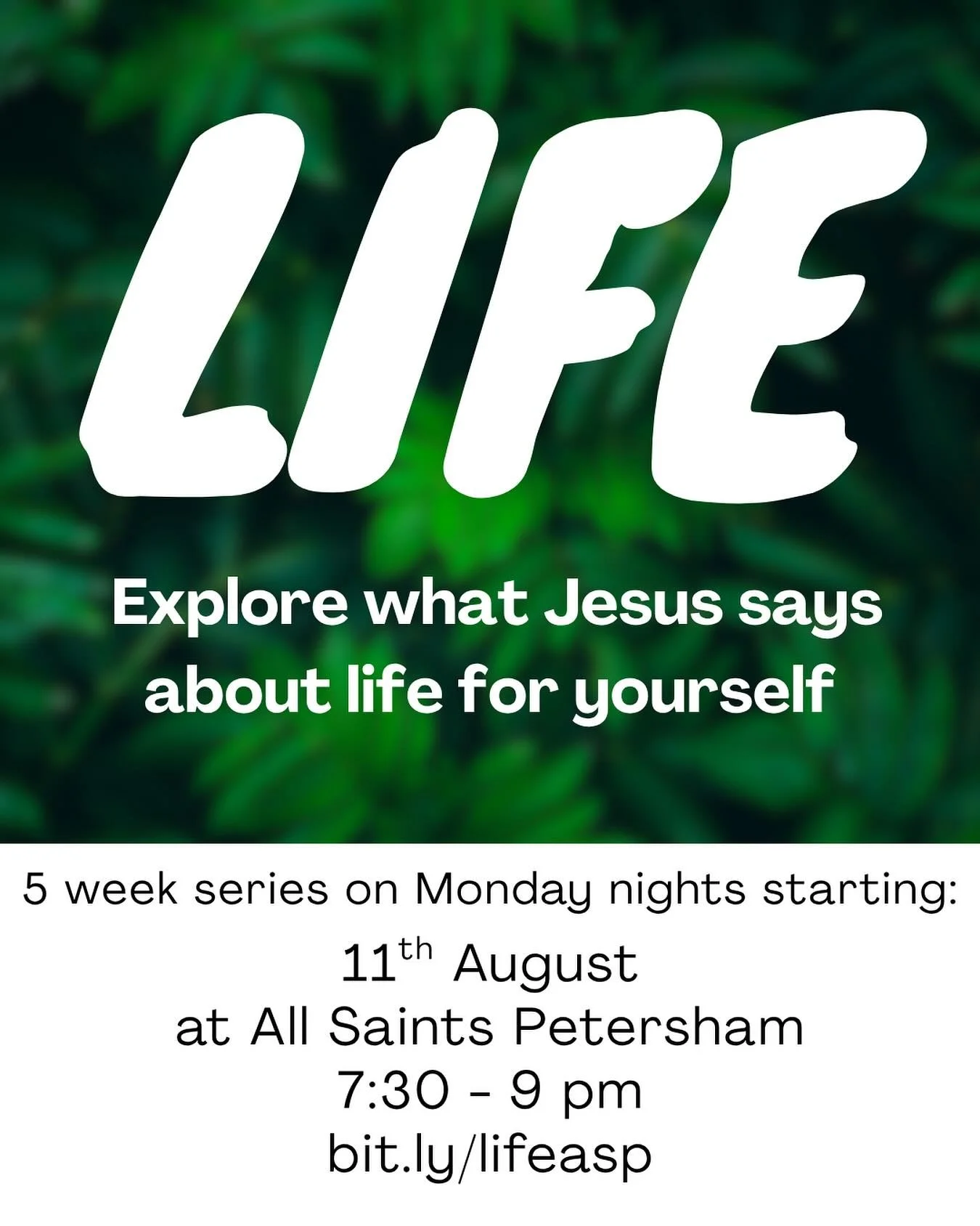 Join us for LIFE starting this Monday night. A great way to explore what Jesus says about life for yourself 🔎