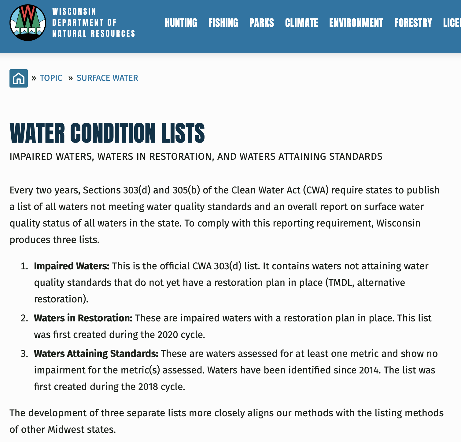 See Wisconsin's Impaired Waters