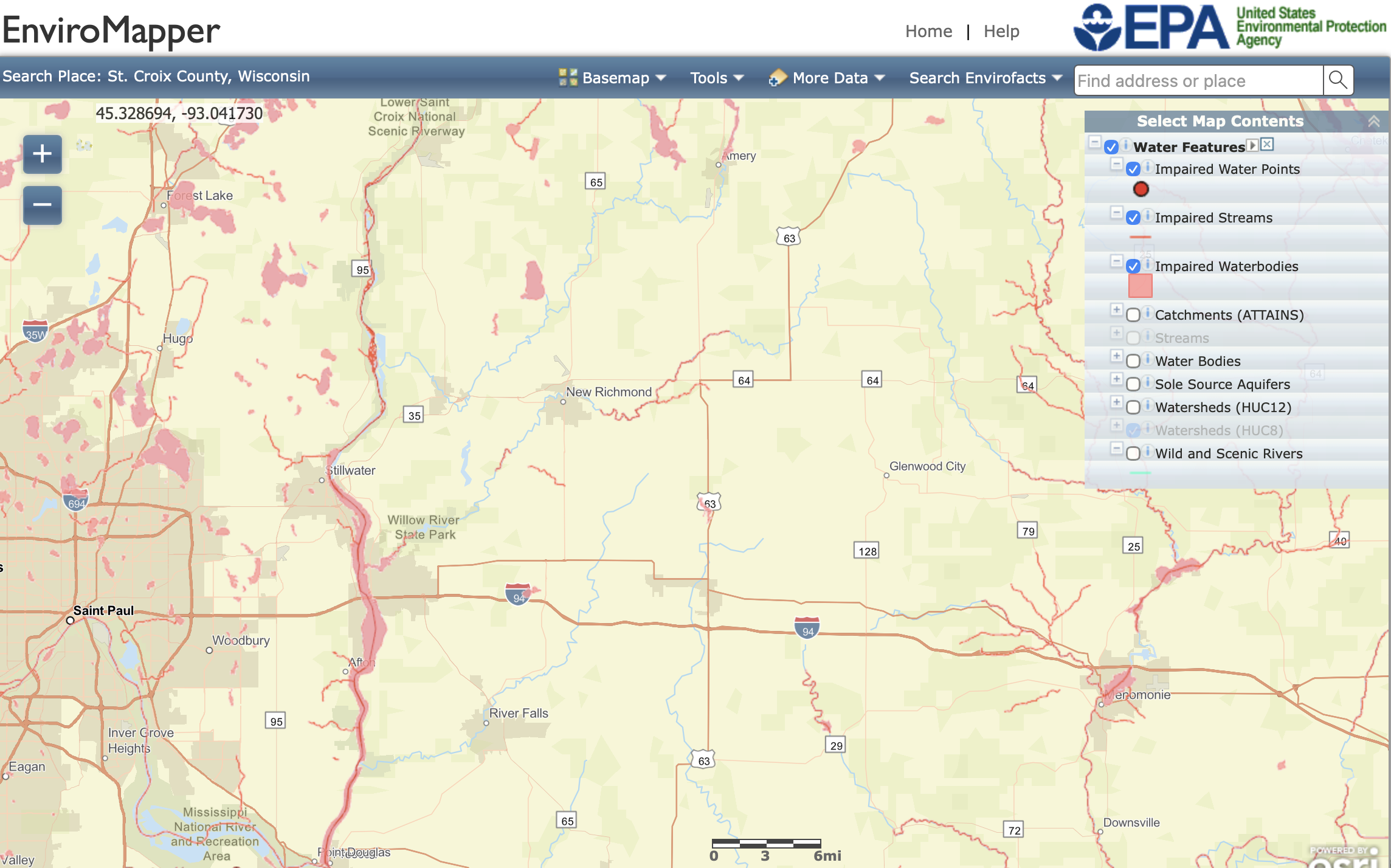 Use this viewer to search the US for impaired waters within a watershed